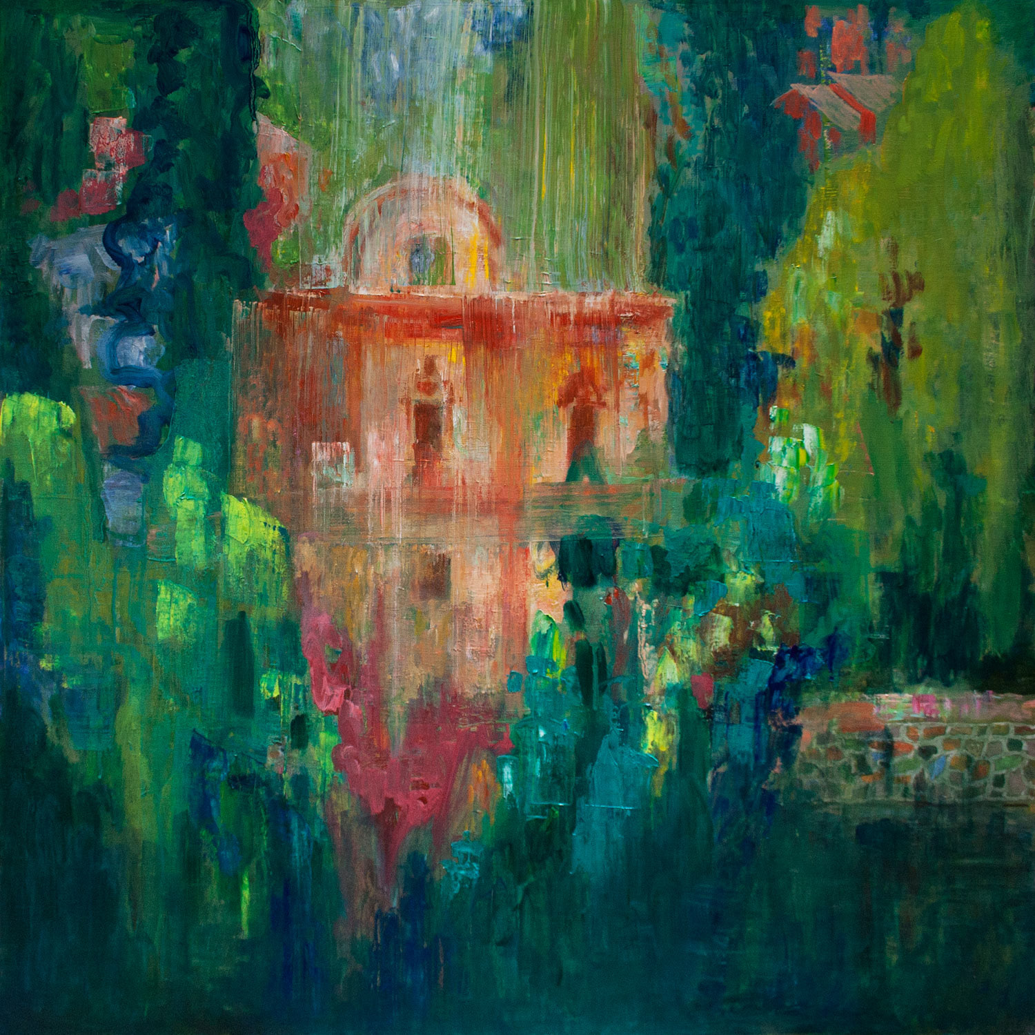 Lake Como Villa, 2016, oil on canvas, 36 x 36 inches, (91.5 x 91.5 cm)
