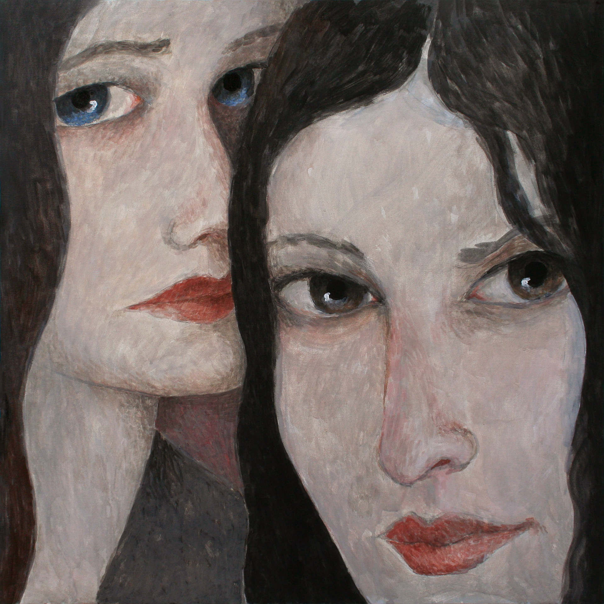Two women. 2011. Acrylic on canvas. 24 x 24 inches (61 x 61 cm).