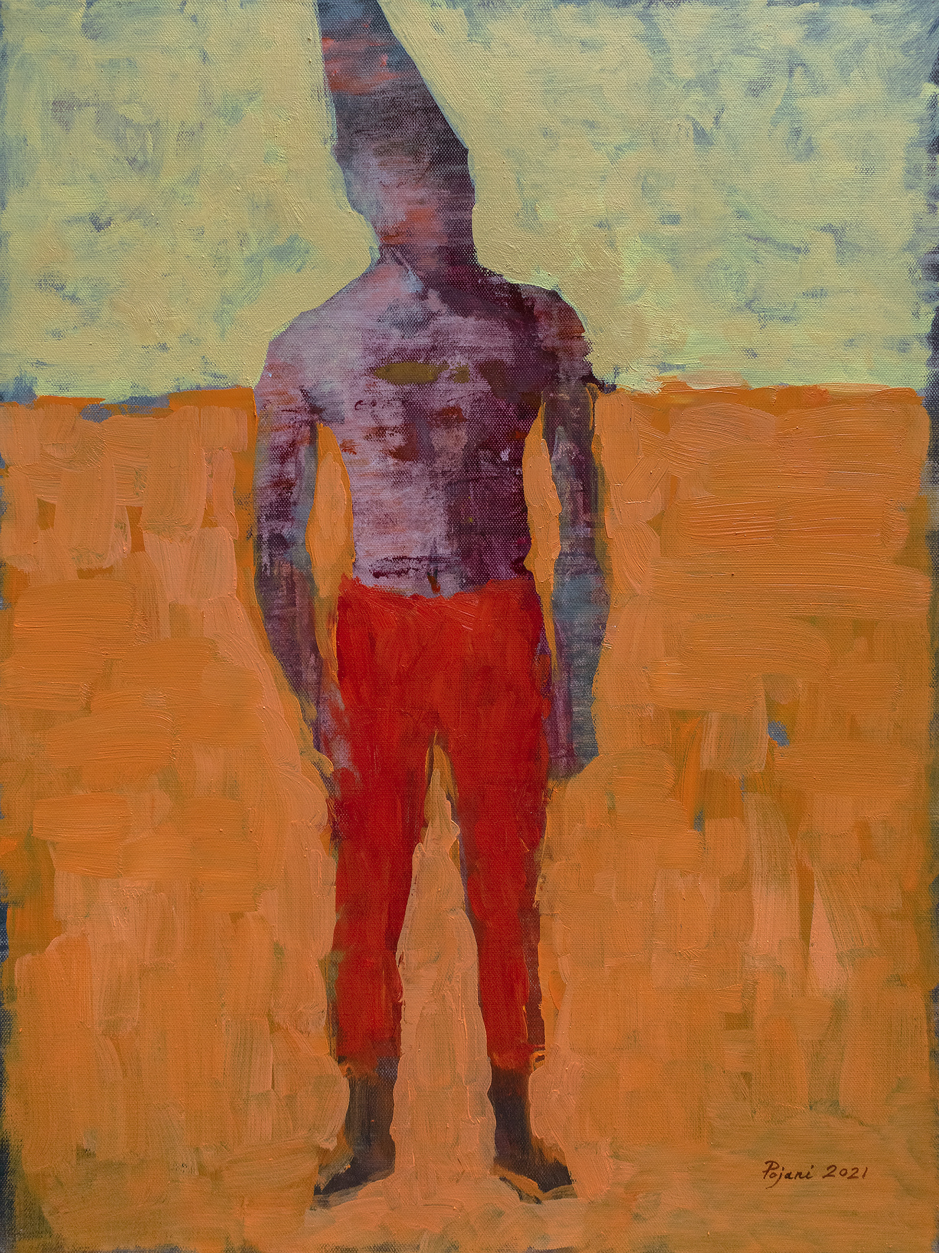 Man of the desert. 2017-2021. (I painted this piece in 2017 and reworked in 2021). Oil on canvas, 24 x 18 x 0.7 in, (61 x 45.7 x 1.8 cm)