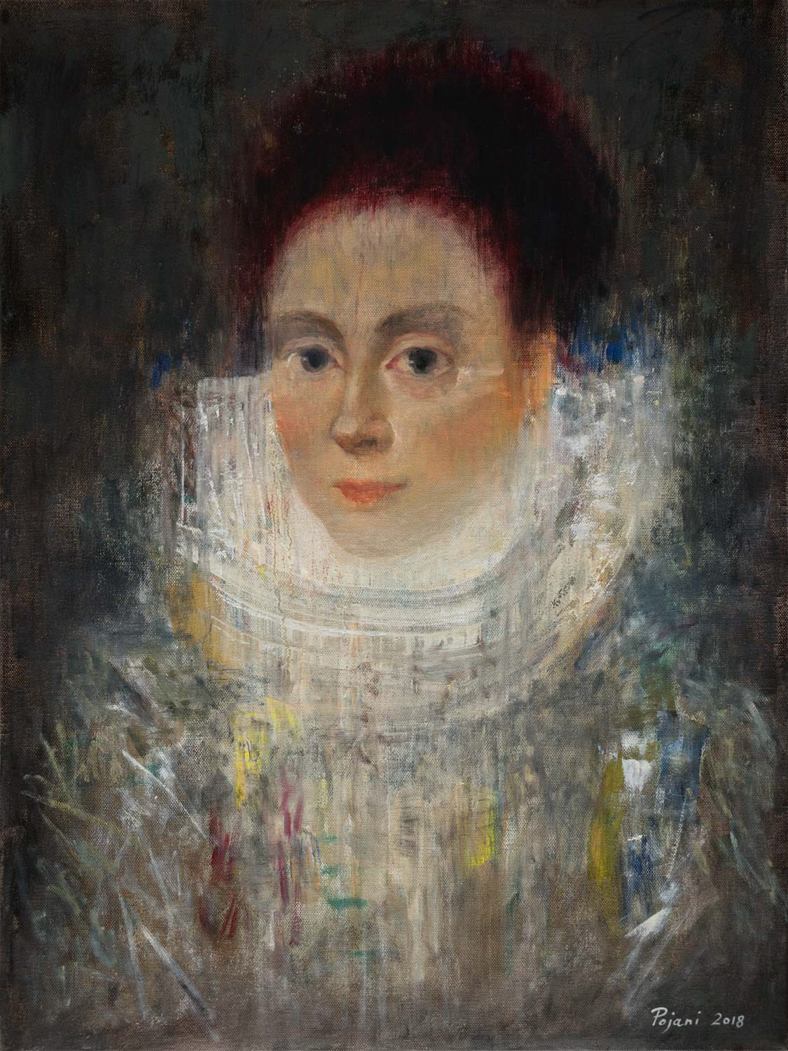 White collar. (From the series Women from the Past). 2018. Oil on canvas, 24 x 18 x 0.8 in, (61 x 45.7 x 1.9 cm)