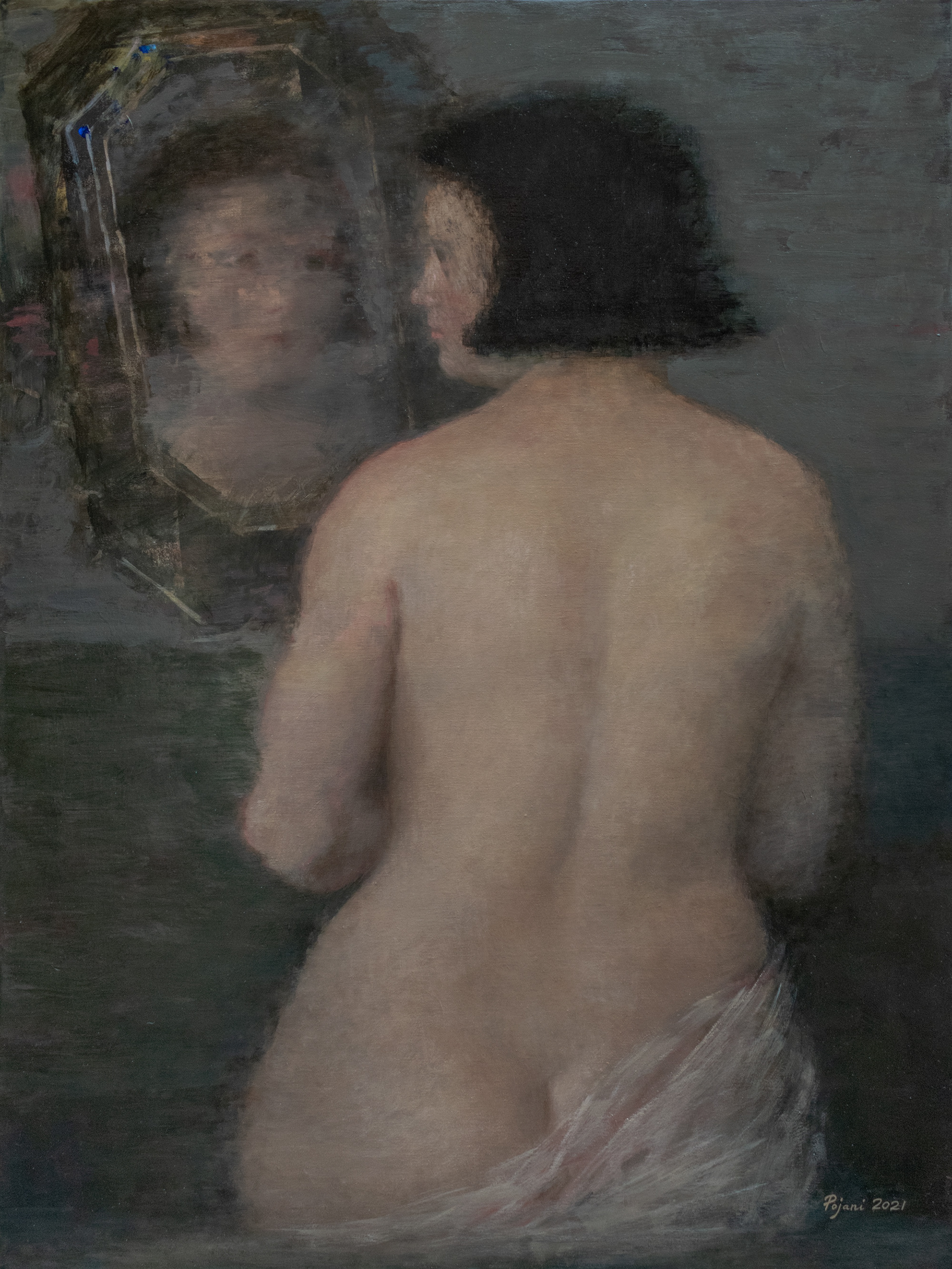 Venus in Front of the Mirror (After Rubens), 2021. Oil on canvas, 40 x 30 x 1.5 inches, (101.6 x 76.2 x 3.8 cm)