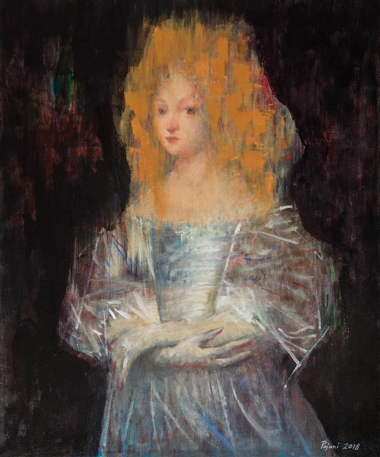 Still waiting. (From the series Women from the Past). 2018. Oil on canvas, 24 x 20 x 0.8 in, (61 x 50.8 x 1.9 cm)