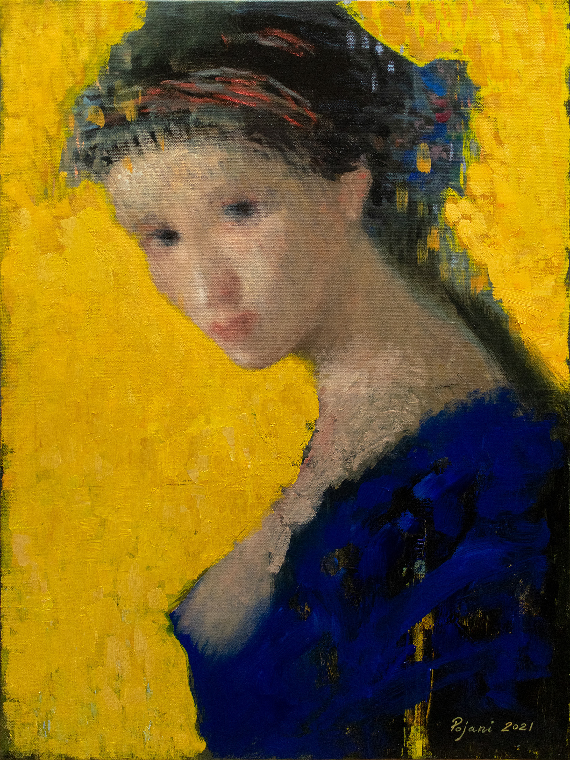 The Bride Comes to Yellow Sky. 2021. Oil on canvas, 24 x 18 x 0.7 in, (61 x 45.7 x 1.7 cm). (Title taken from a story by Stephen Crane).