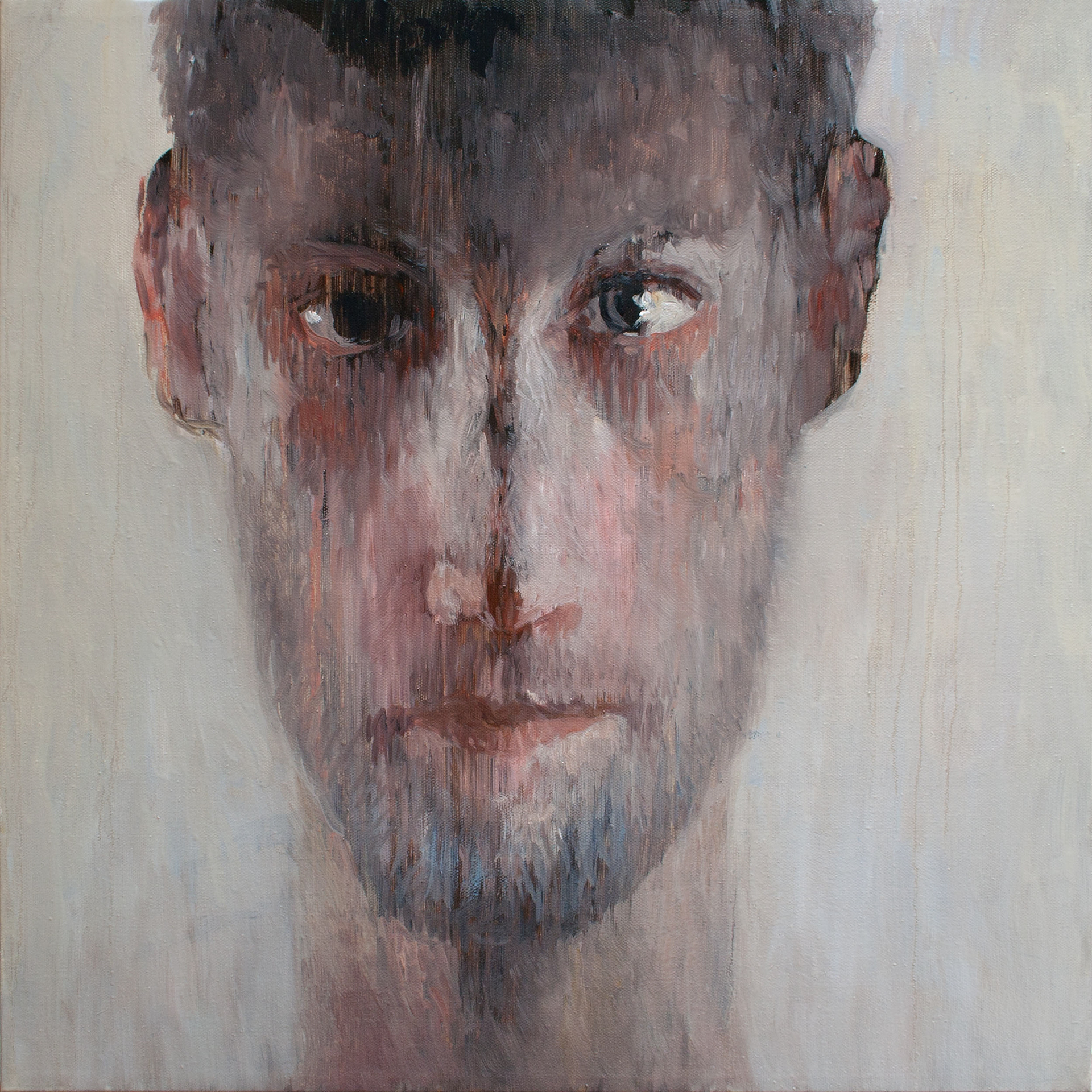Portrait of a young man 36. 2014. Oil on canvas, 20 x 20 inches, (50.8 x 50.8 cm).
