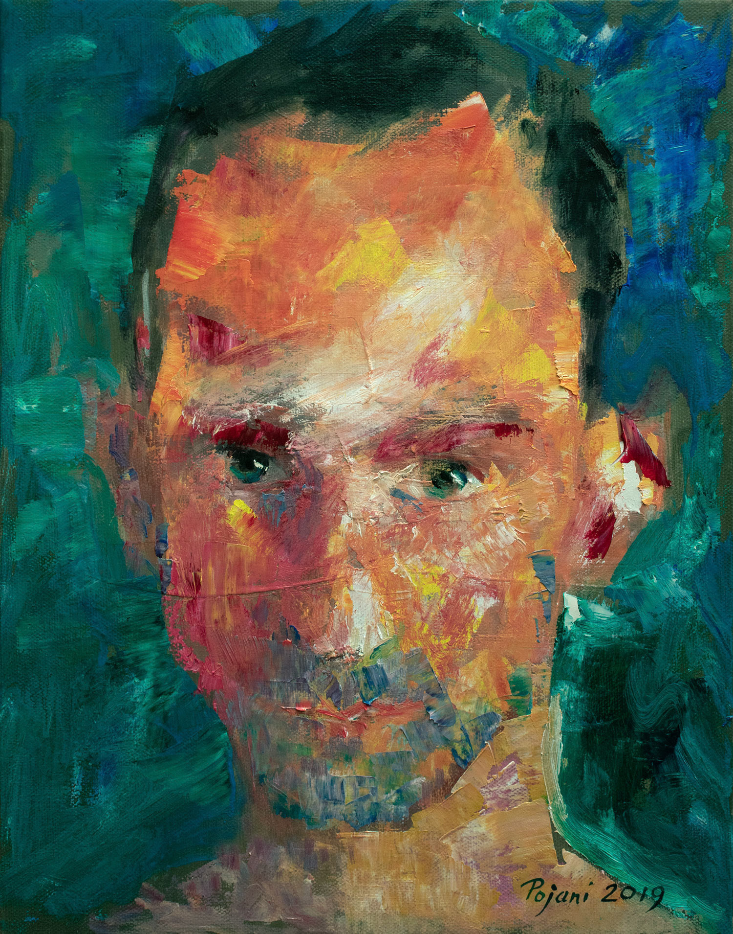 Autumn man. 2019. Oil on canvas. 14 x 11 x 0.7 in. (35.5 x 28 x 1.8 cm.) 