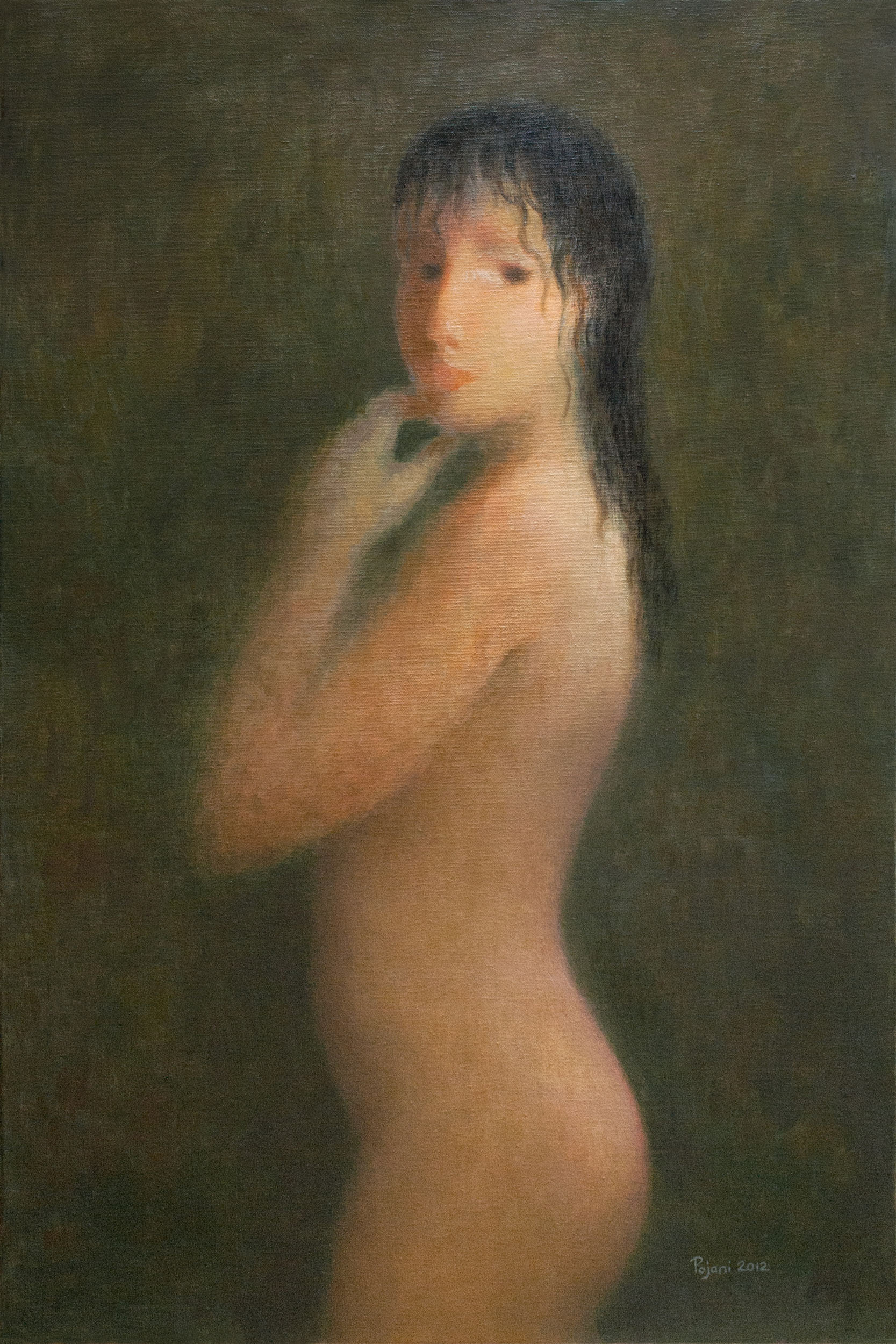 After bath. 2012. Oil on canvas. 36 x 24 inches, (91.5 x 61 cm)