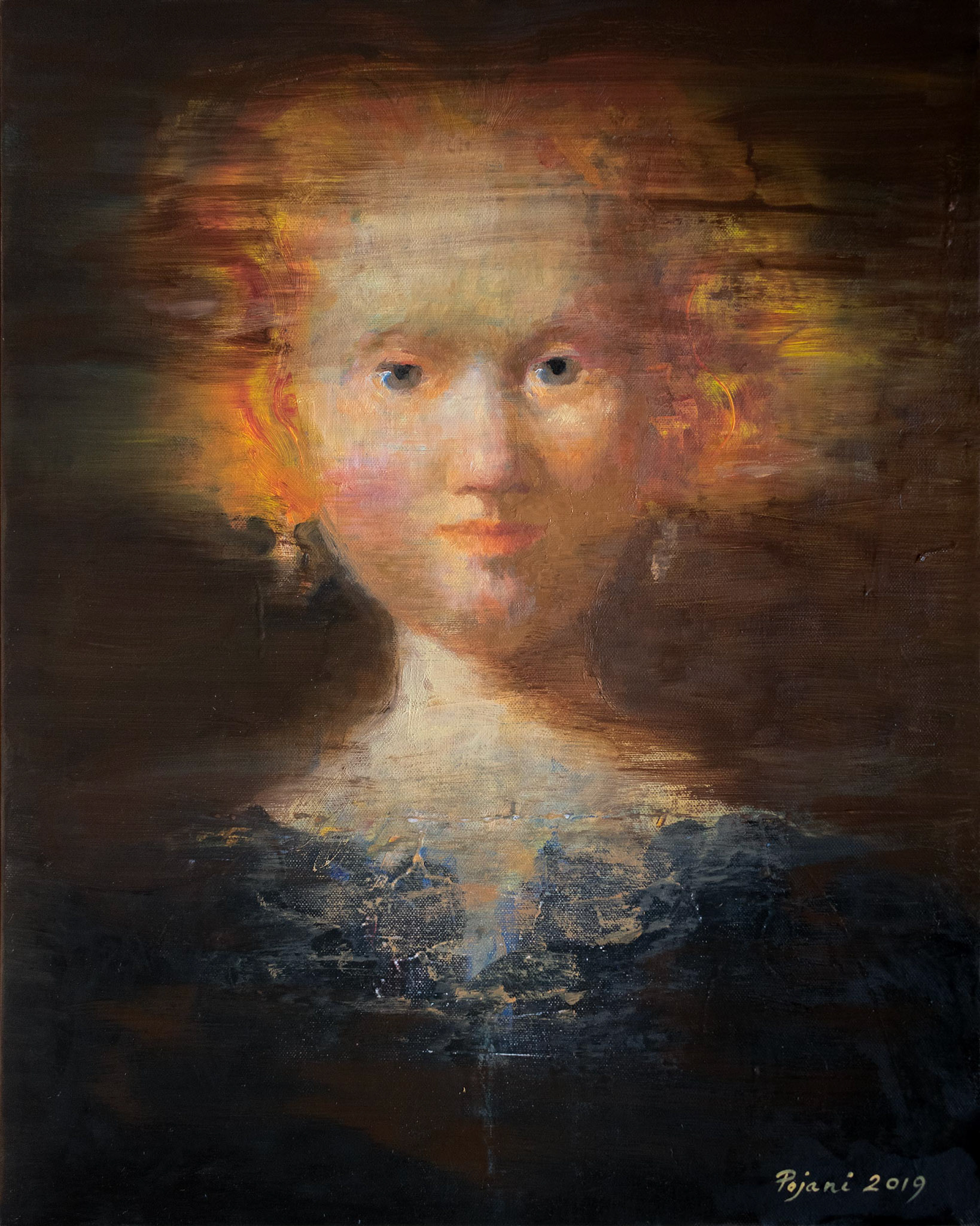 Rembrandtesque. 2019, oil on canvas, 20 x 16 x 0.8 inches, (50.8 x 40.6 x 2 cm)