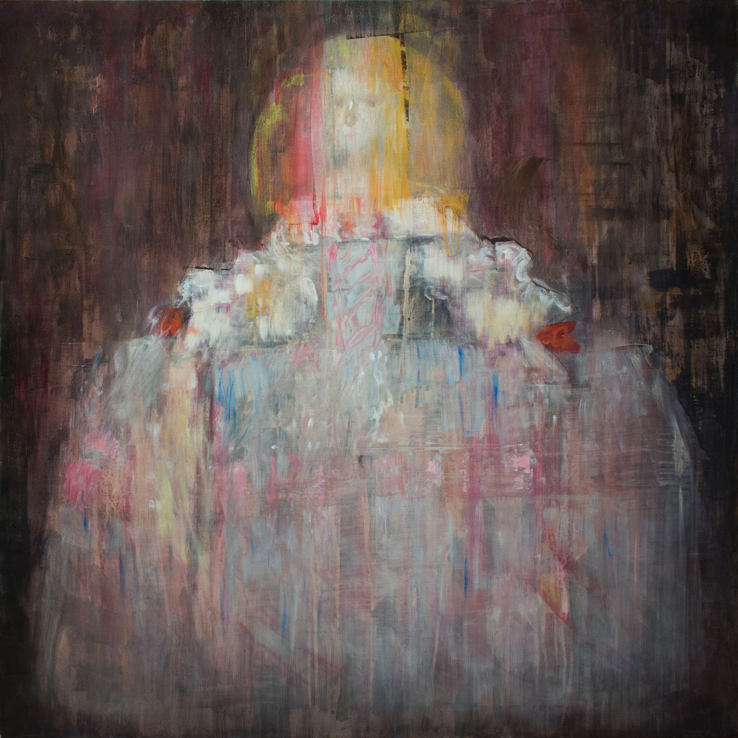 The Infanta Margarita, after Velazquez, 2017, oil and acrylic on canvas, 36 x 36 x 1.4 inches, (91.5 x 91.5 x 3.5 cm). From the Series inspired by the Great Masters.