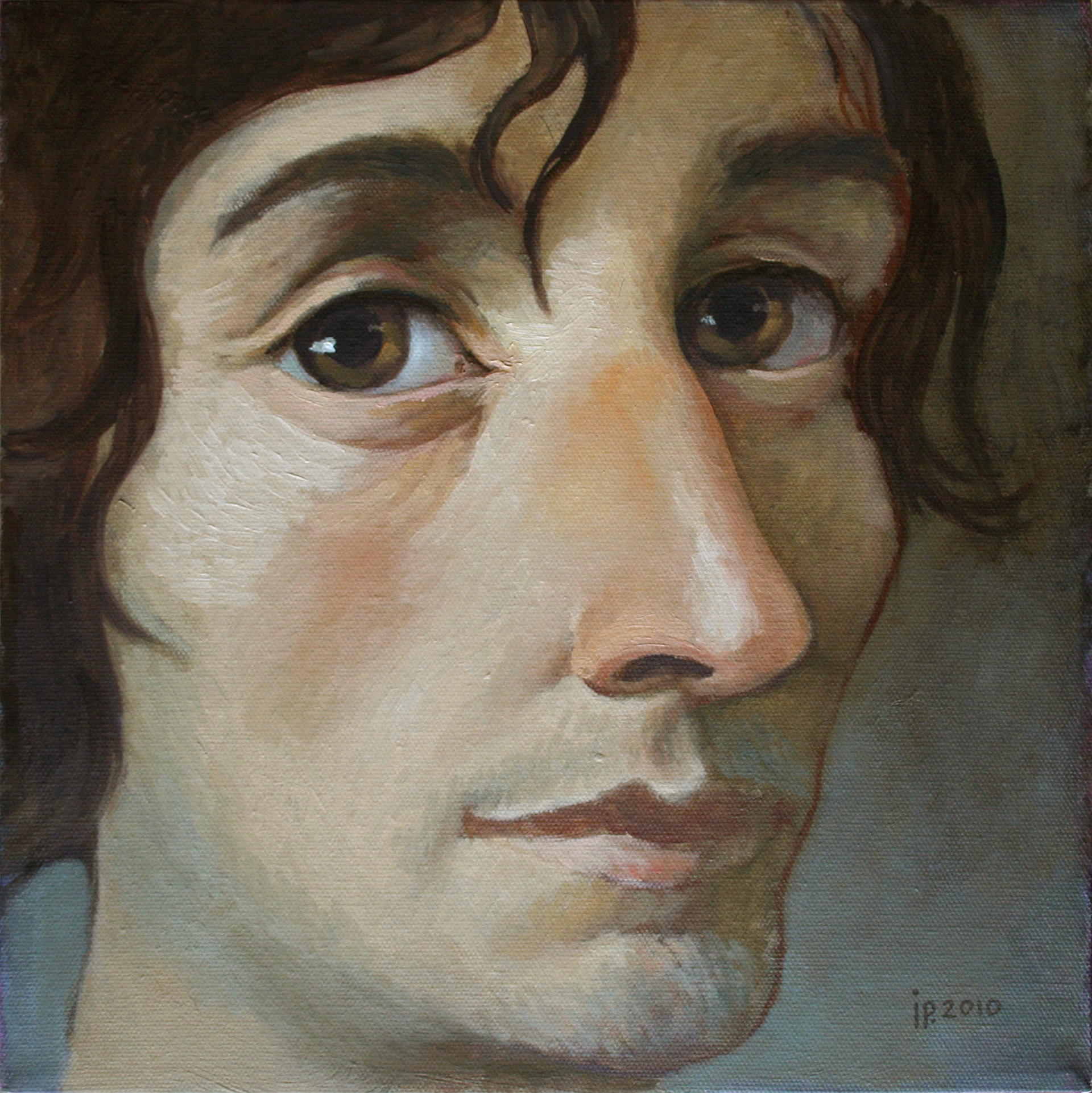 Renaissance man 2. 2010. Oil on canvas. 12 x 12 x 0.8 inches