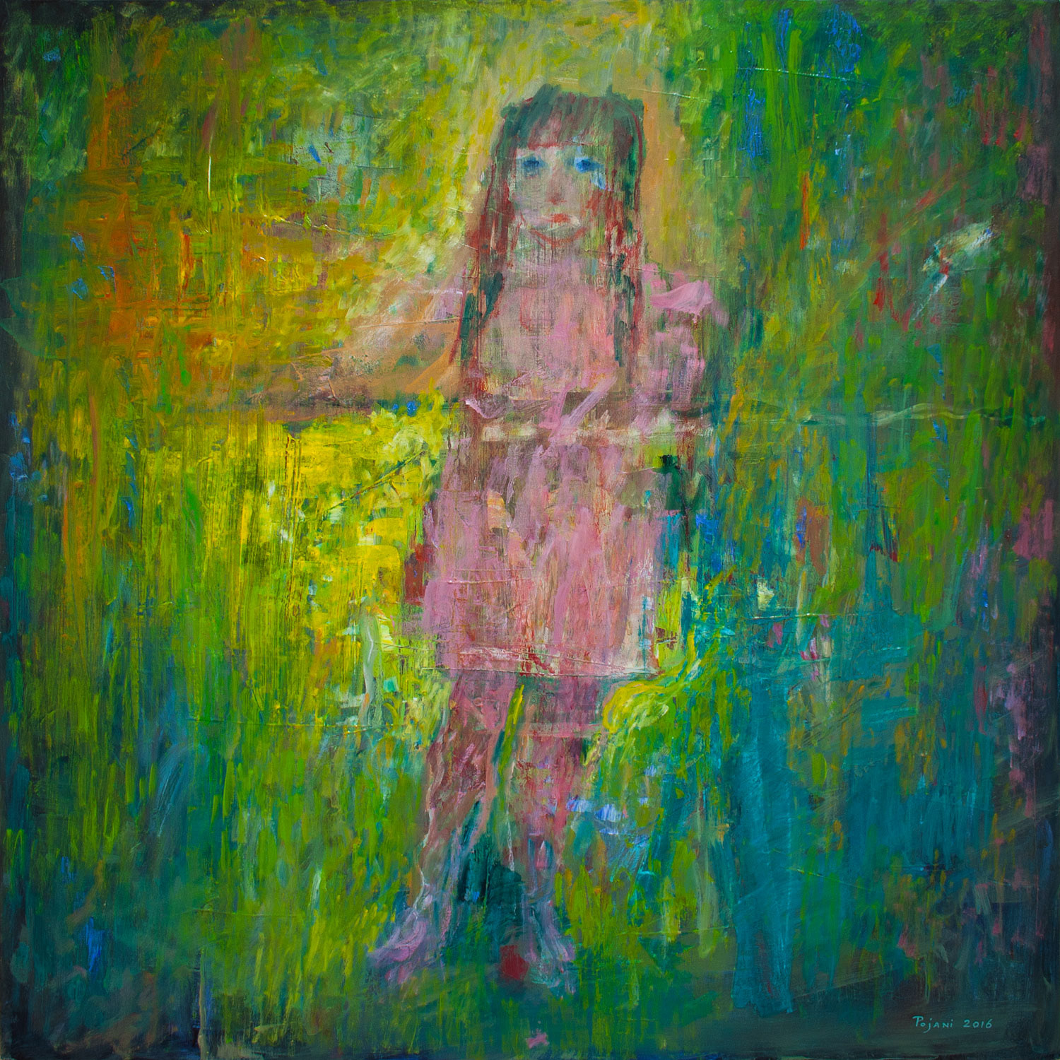 Young girl in the garden, 2016, oil on canvas, 36 x 36 inches (91.5 x 91.5 cm)