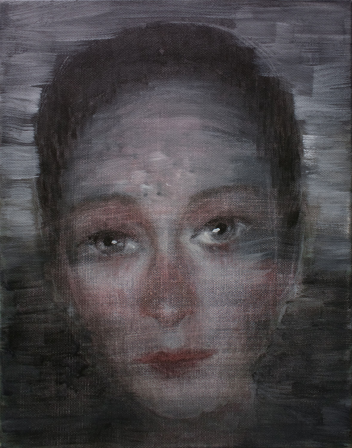 Melancholy of happiness, 2017, acrylic on canvas, 14 x 11 x 1.4 inches, (34 x 28 x 3.5 cm)