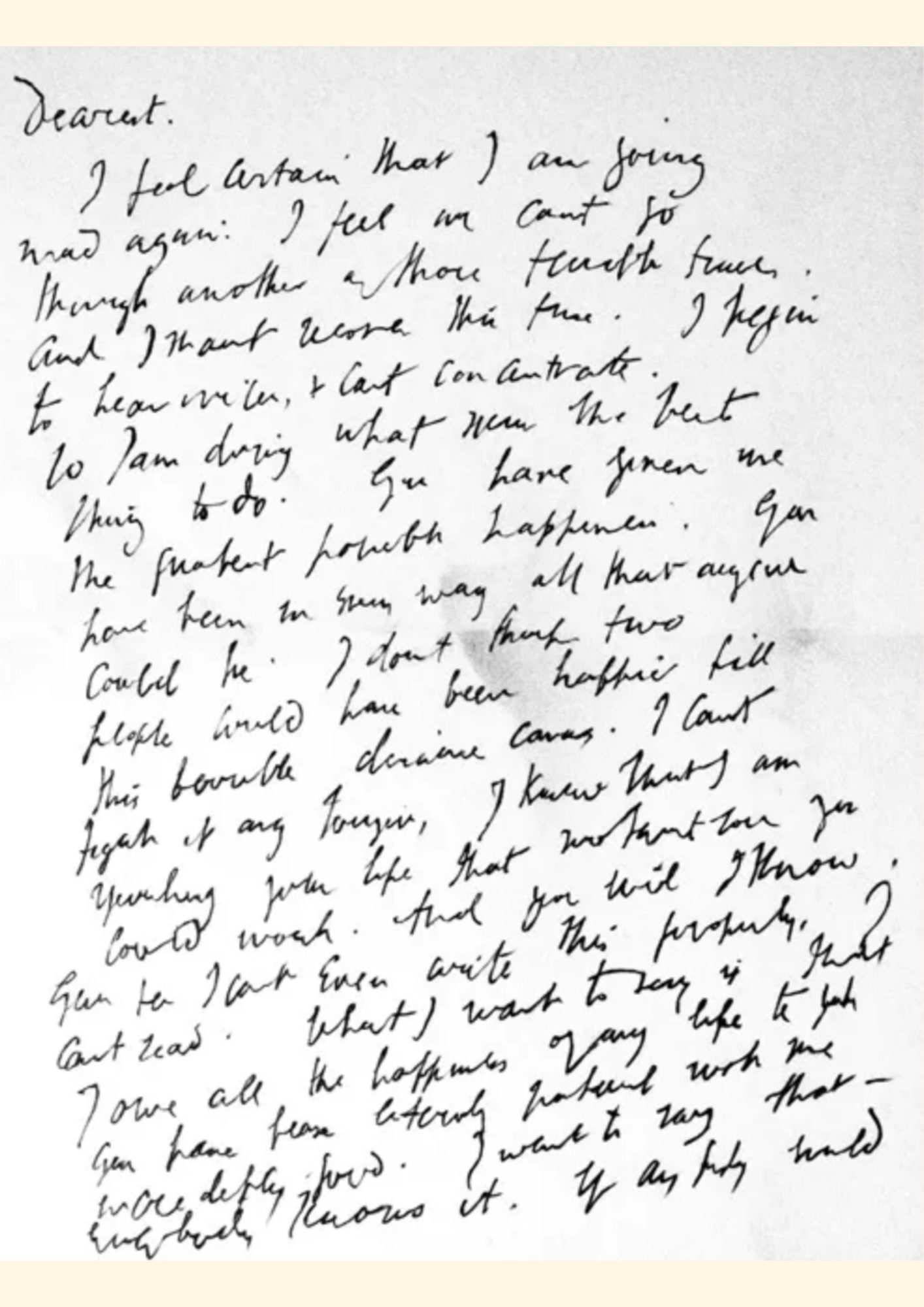 Virginia Woolf's suicide note (page 1/2)