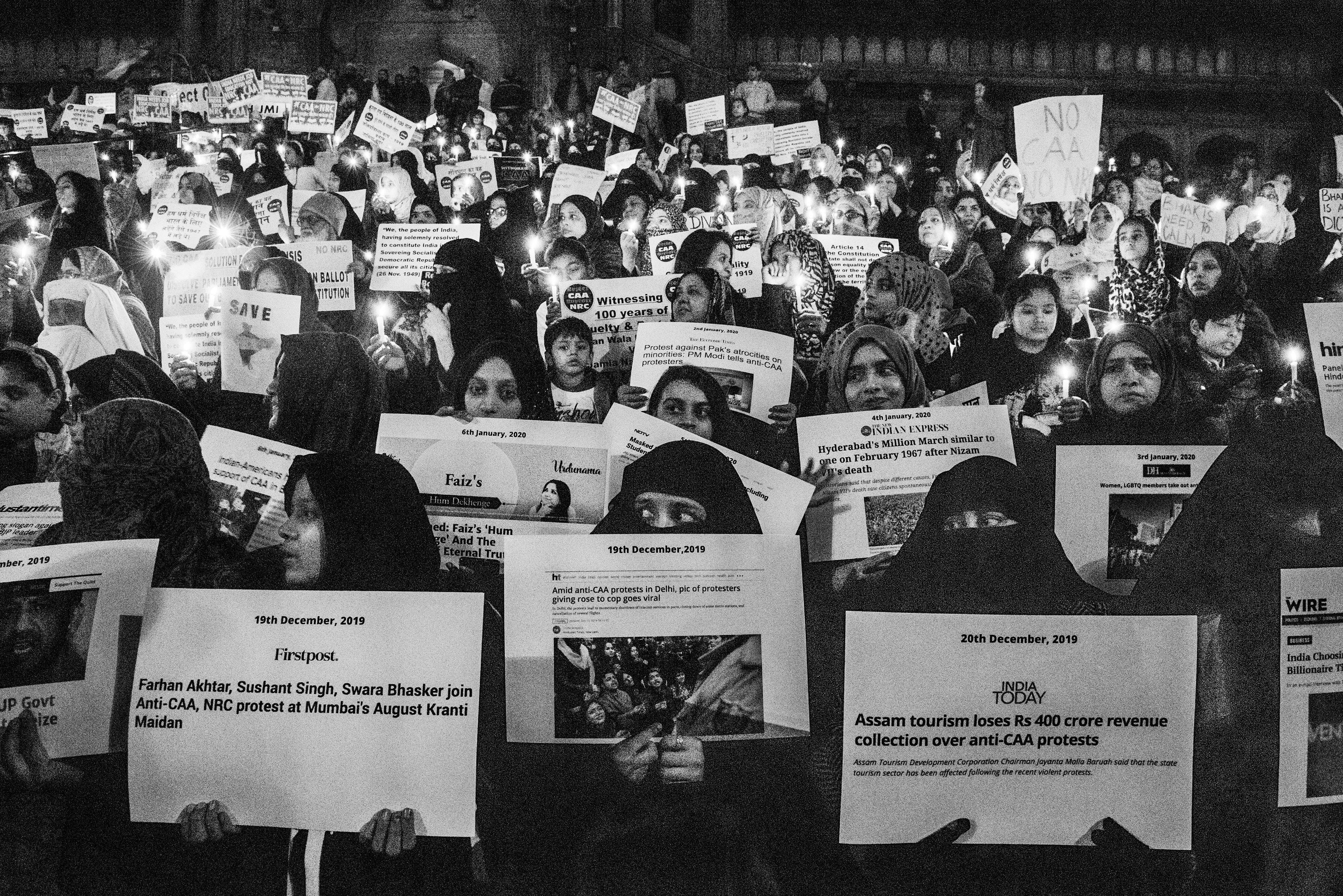 Muslim Women Present a timeline of CAA/NRC headlines, Urdu Bazar, New Delhi 2019