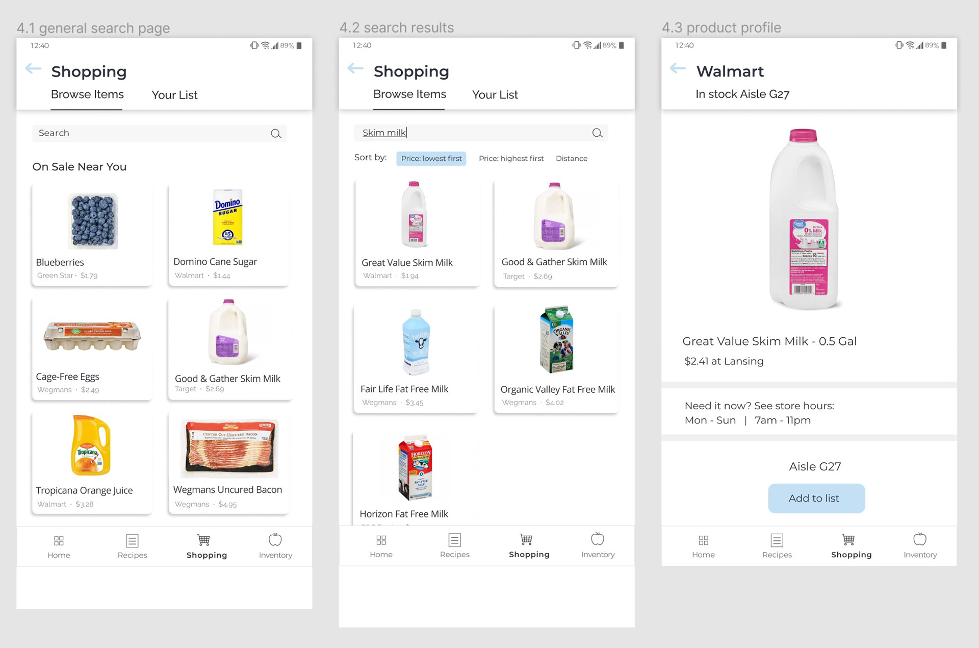 Grocery price database