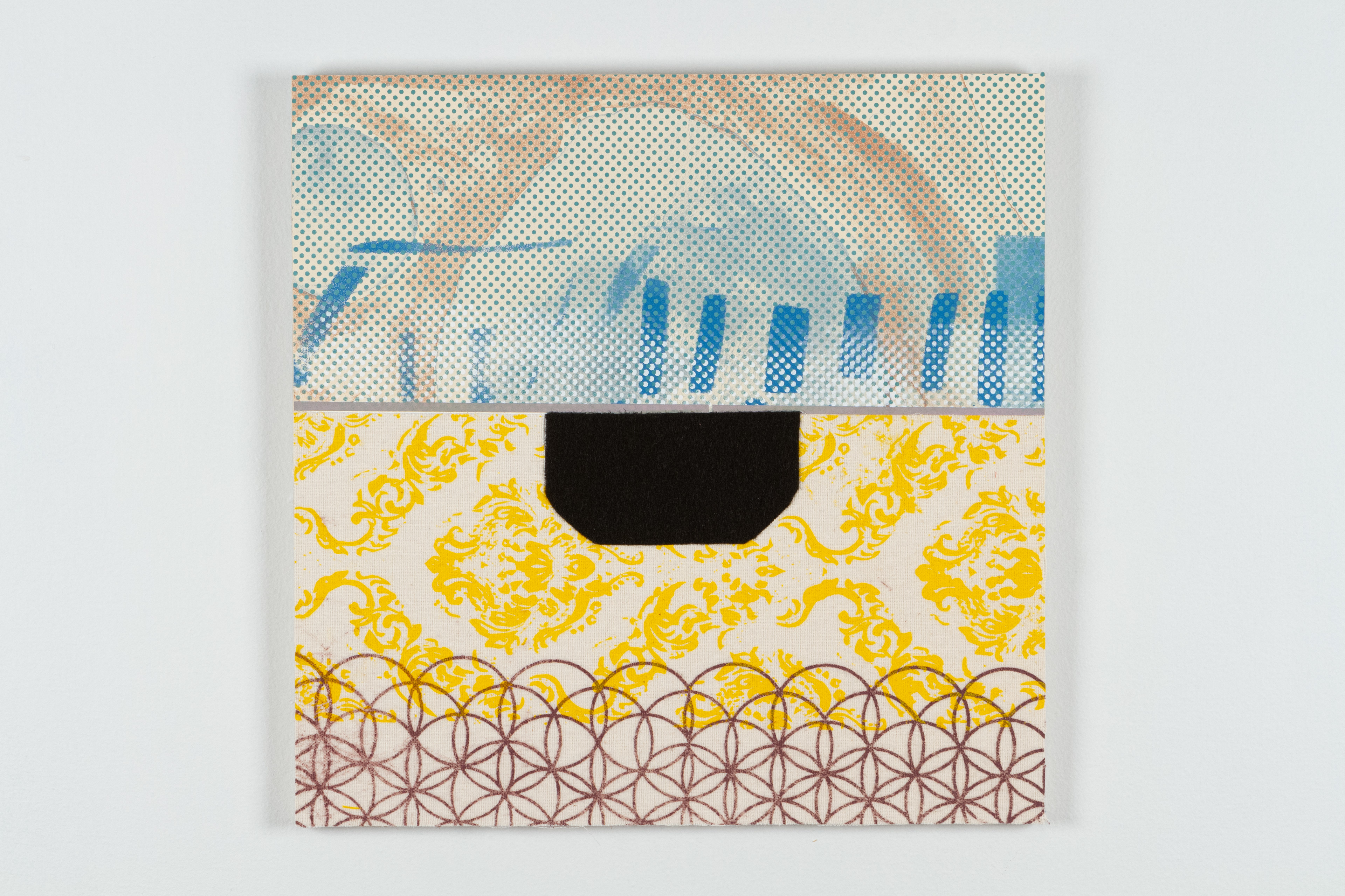 Gentle Whispers II  Lithograph, silkscreen collage, mounted on board, fringe  2022  16”x12”