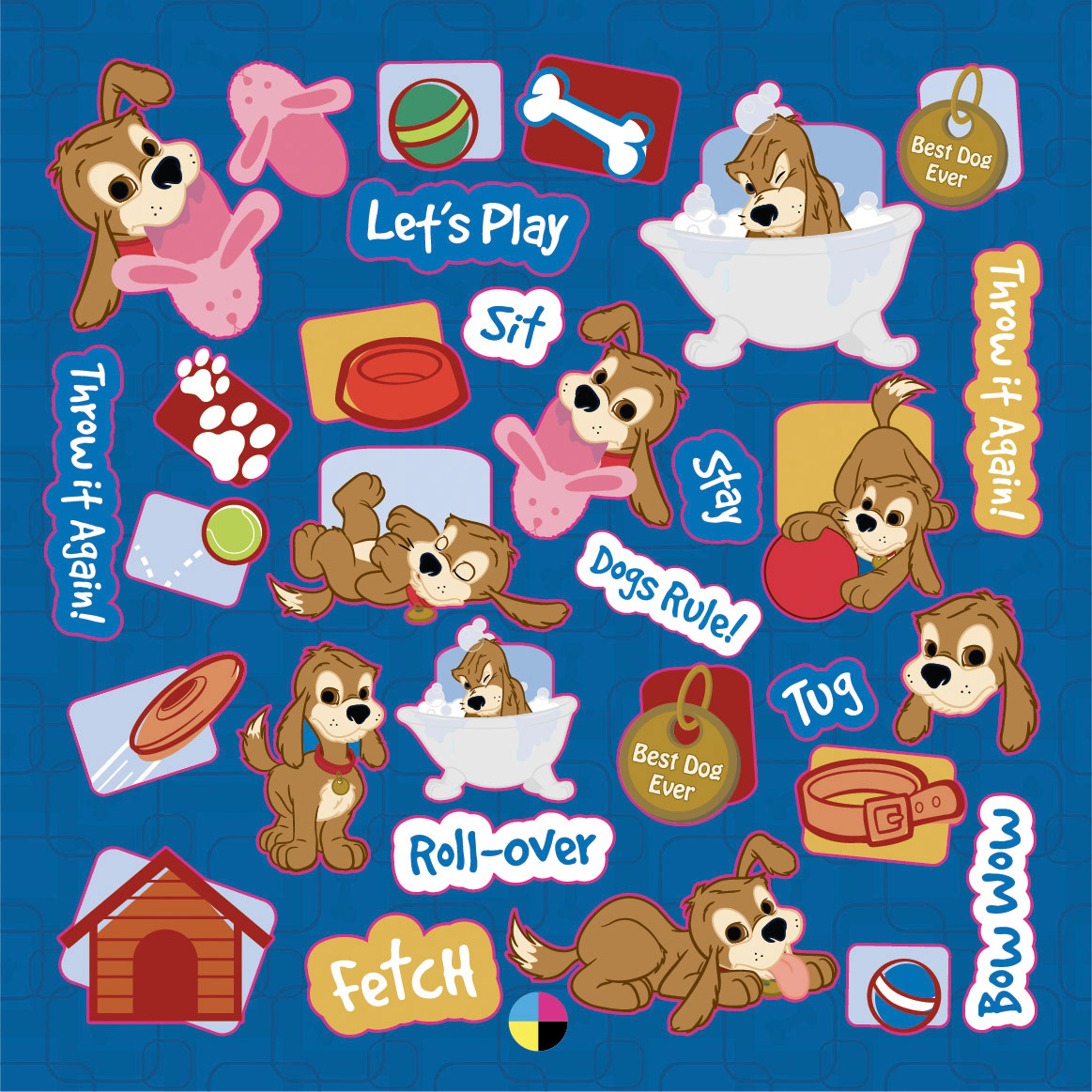 Petco sticker sheet created from character and style guide design development