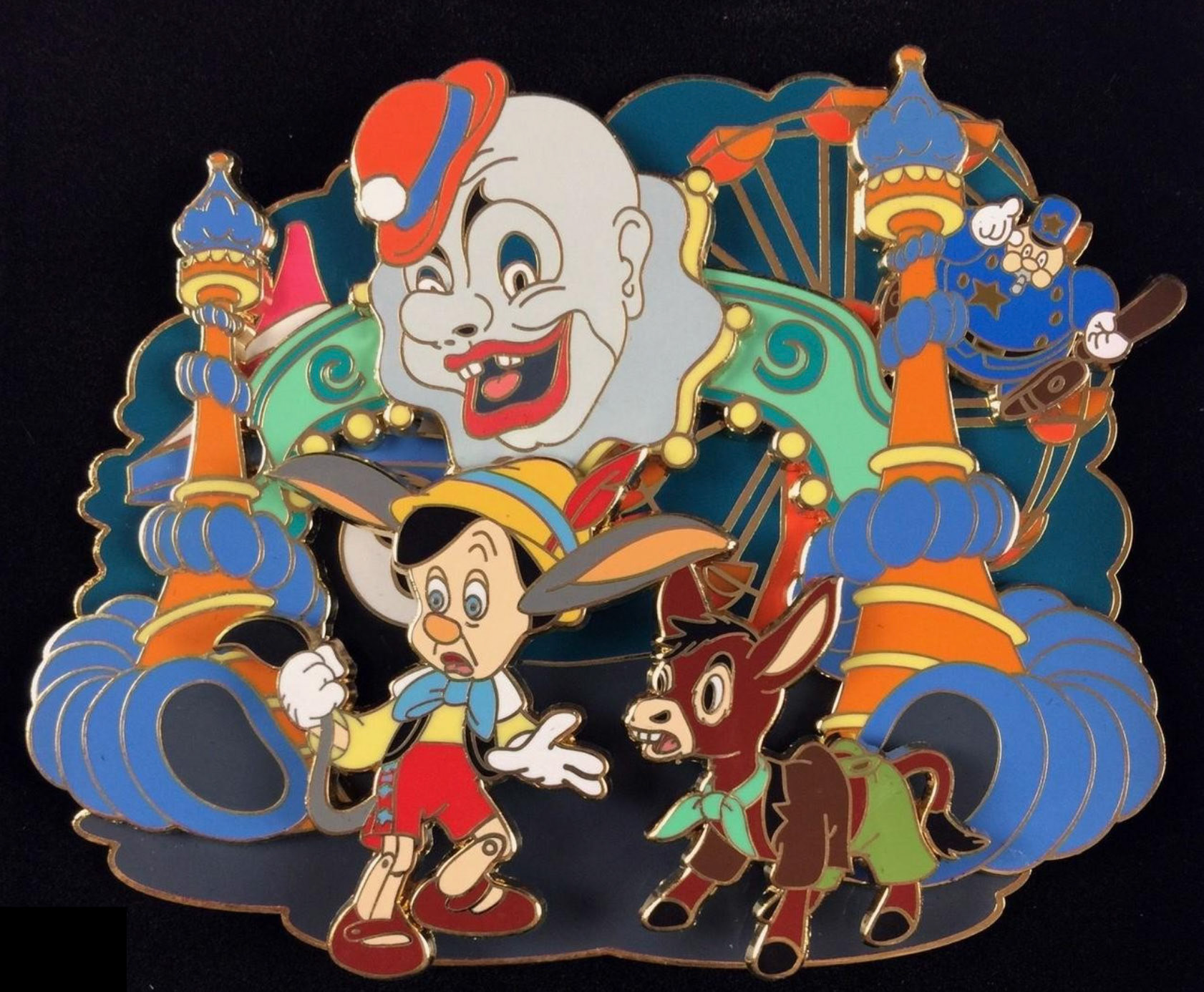 Even Super Jumbo pins were produced with many layers and outsized elements