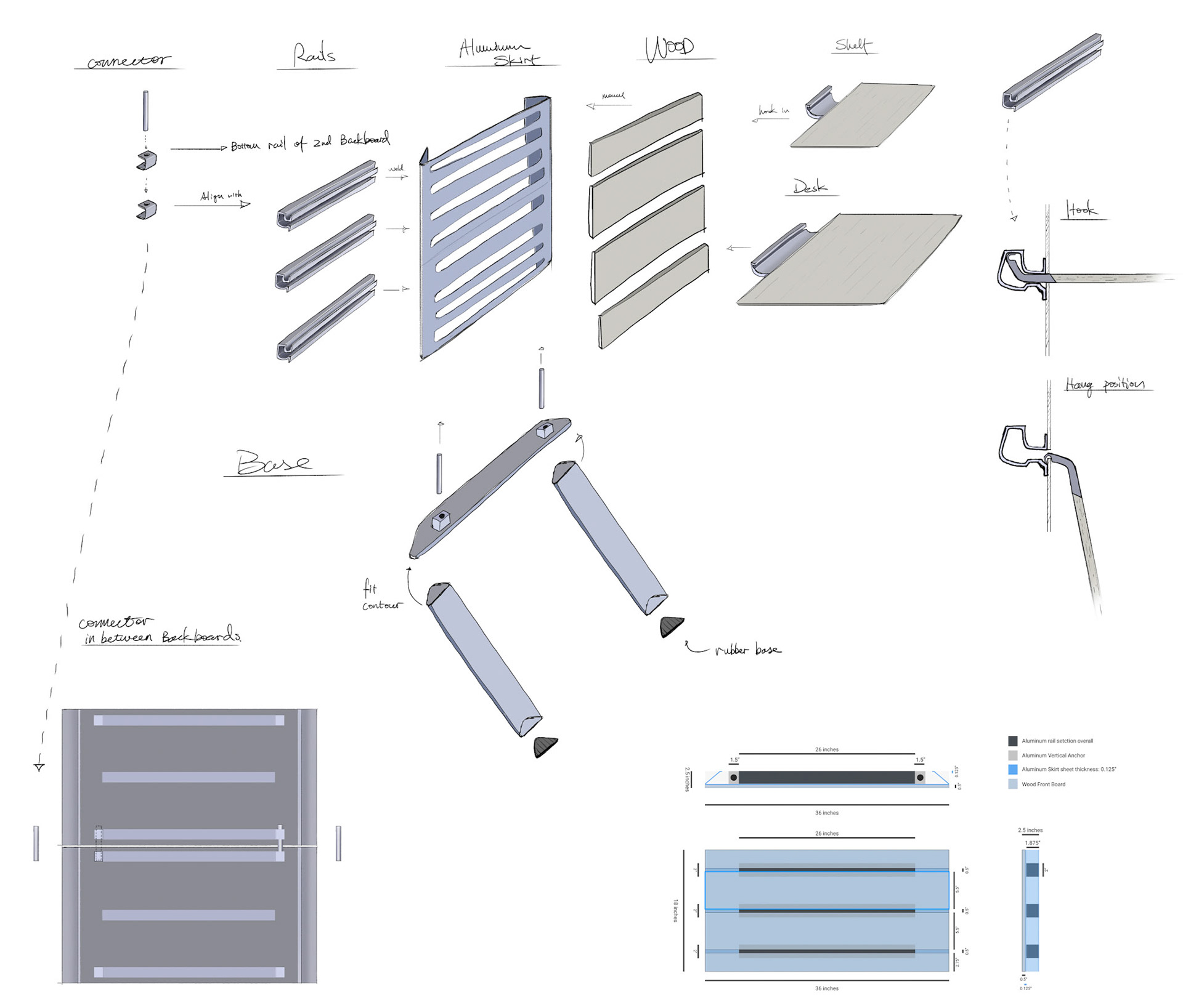 Exploded view of the final concept sketch