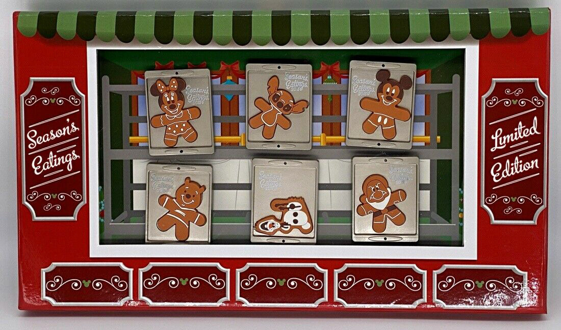 Gingerbread Cookie Characters on Baking Trays Pin Set with Bakery Window Packaging
