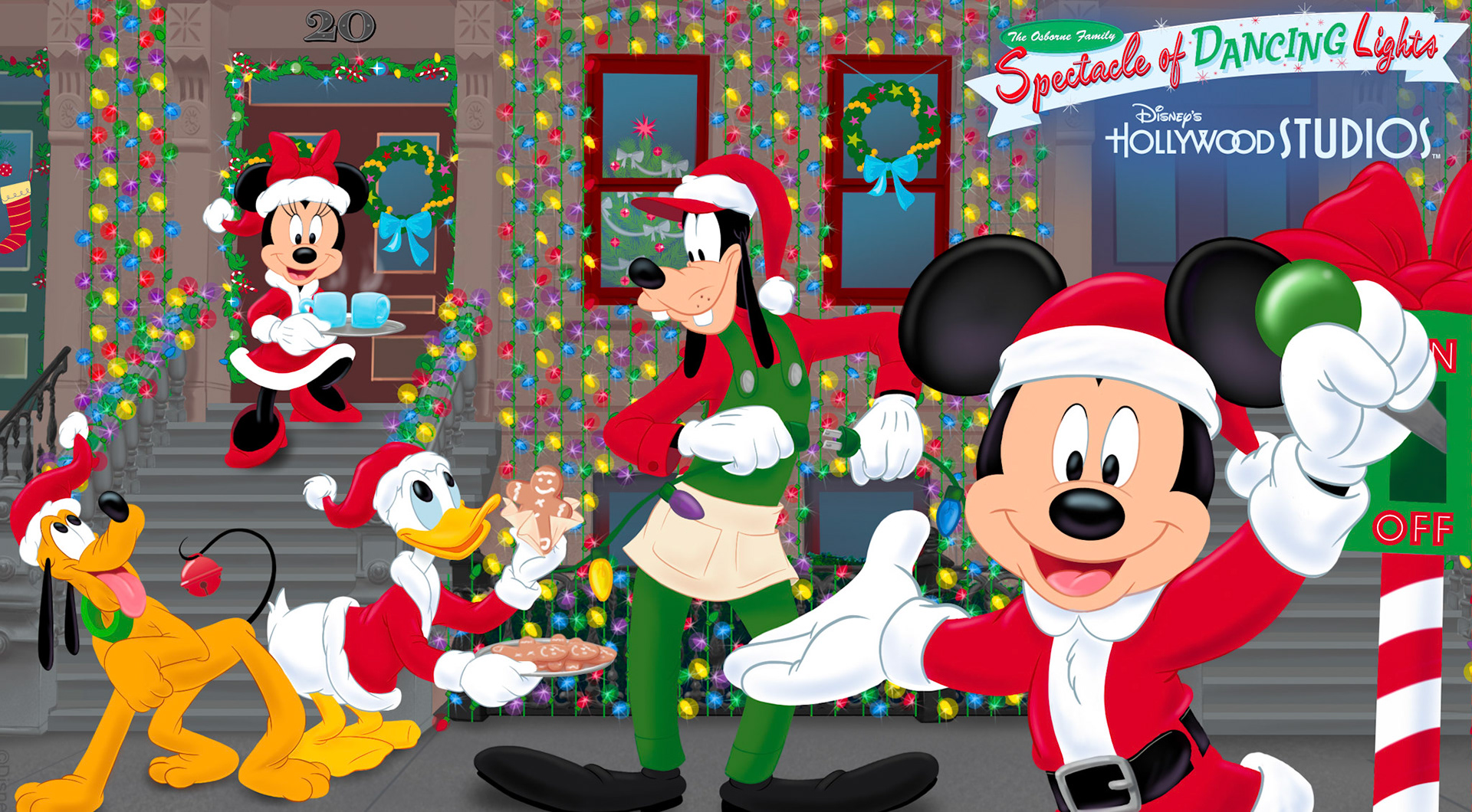 The characters hanging out on New York Street for the Holiday light presentation. Incorporating memorable touch points, like the cookie is important.