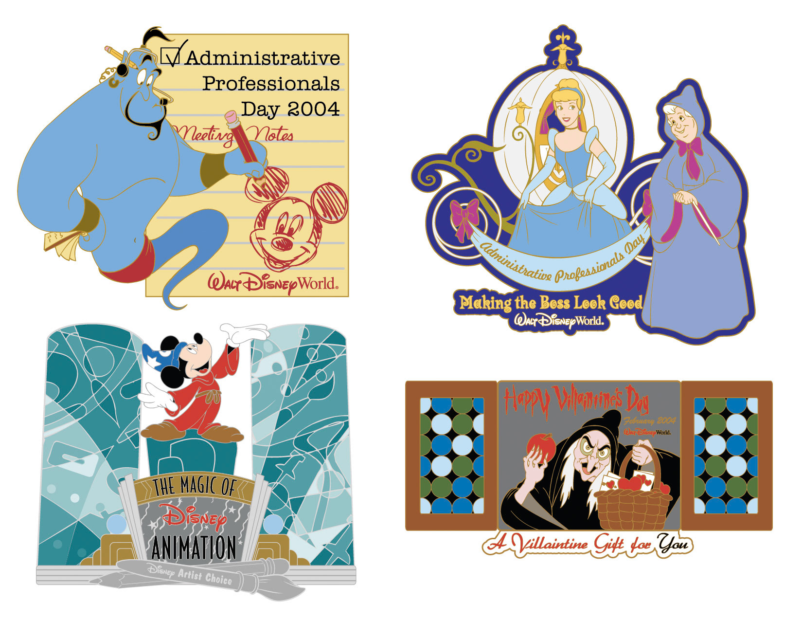 Pin designs reflect a theme or character personality in the story
