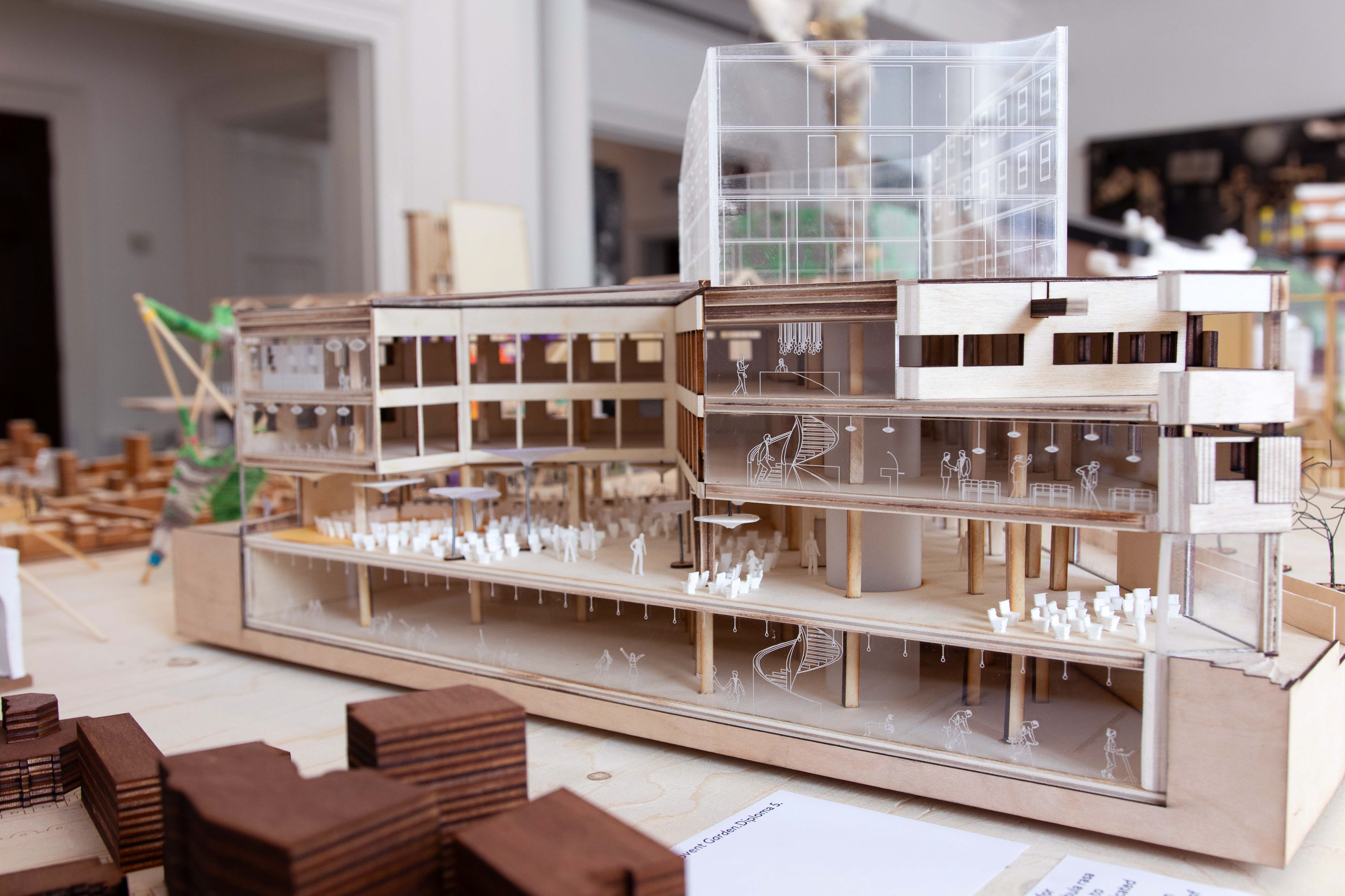 Site model at the AA Projects Review exhibition table