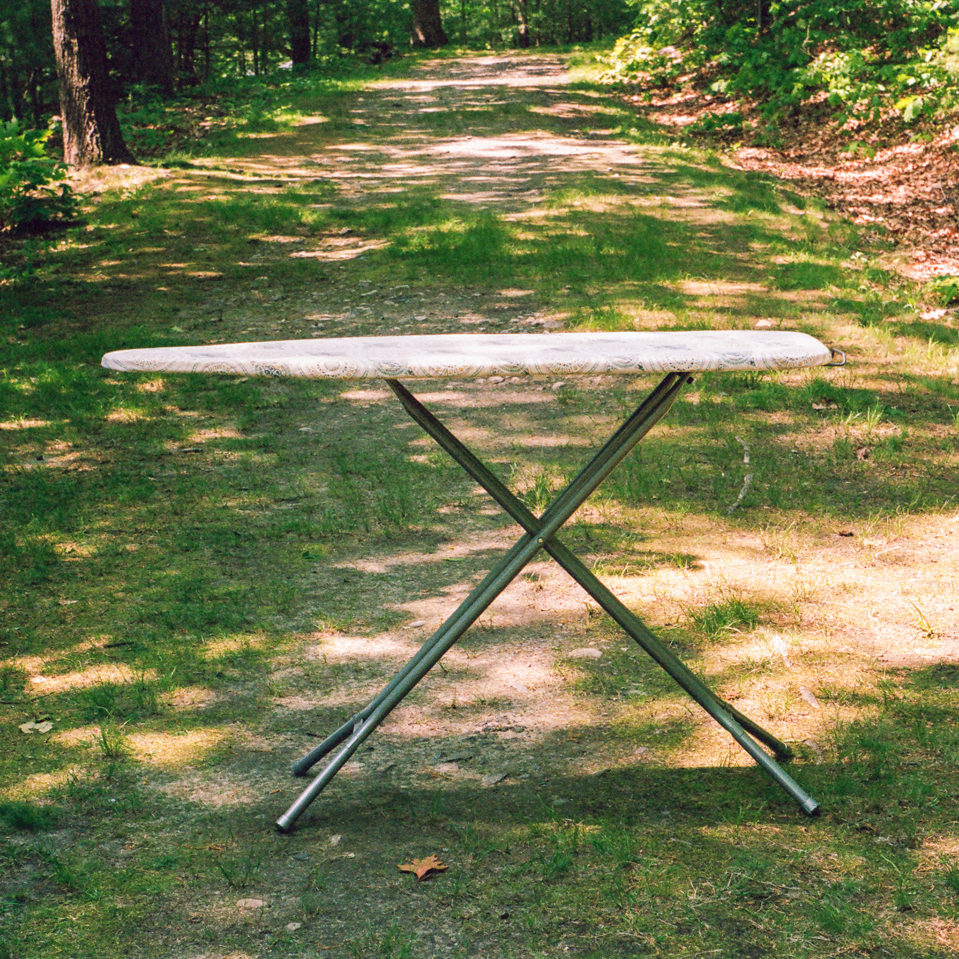 May 22nd, ironing board, wooded path