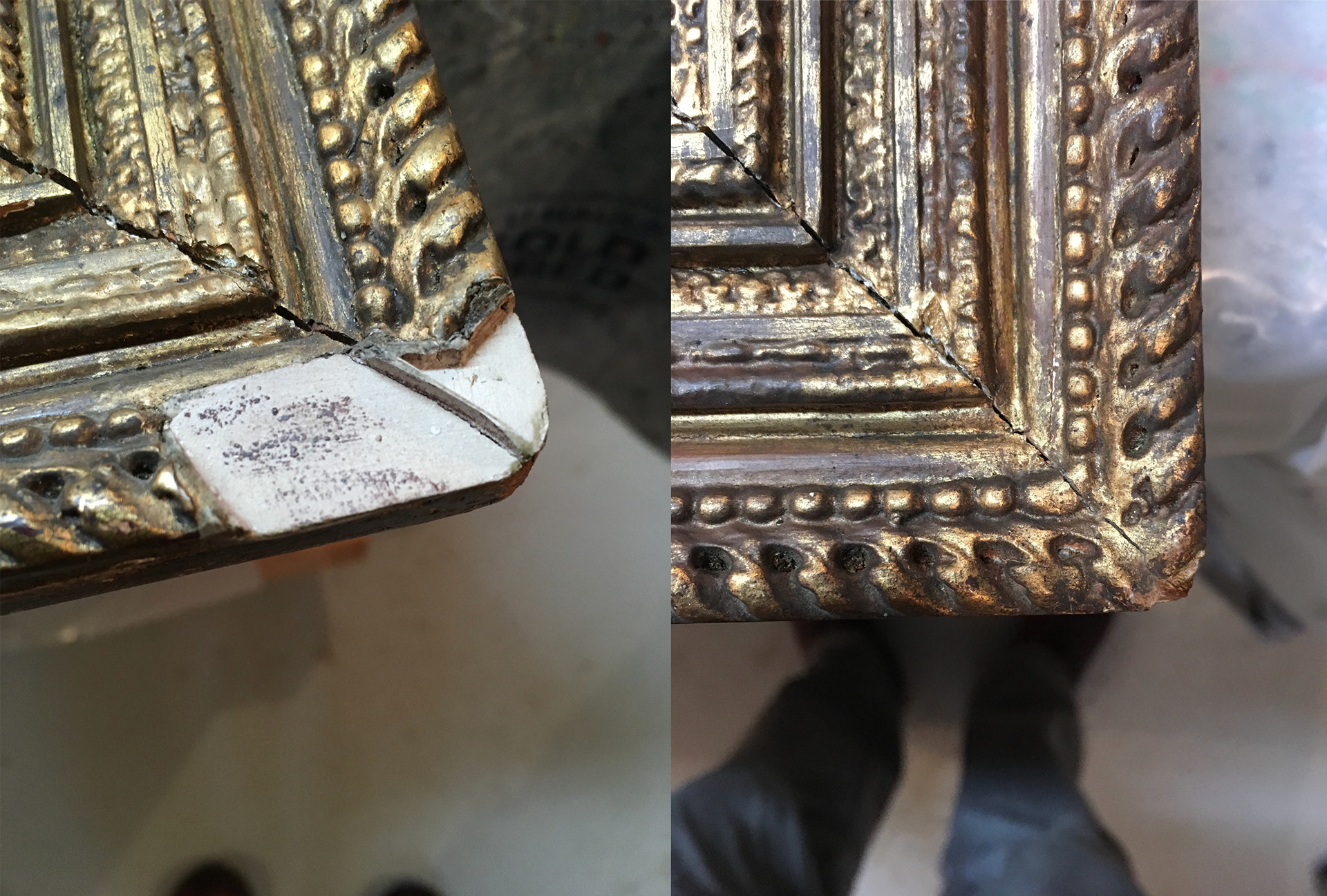 antique gold gilded frame repair services