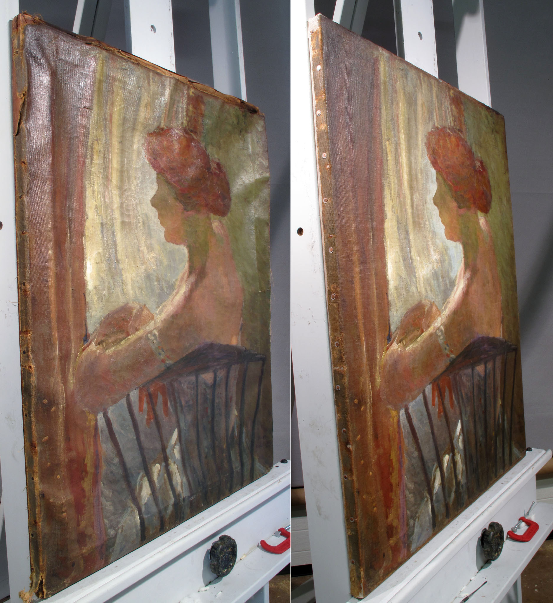 structural painting canvas frame repair restoration