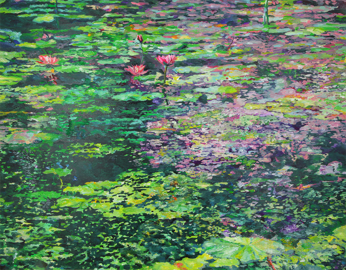 A water lily Acrylic on canvas h 911×w 1168 mm