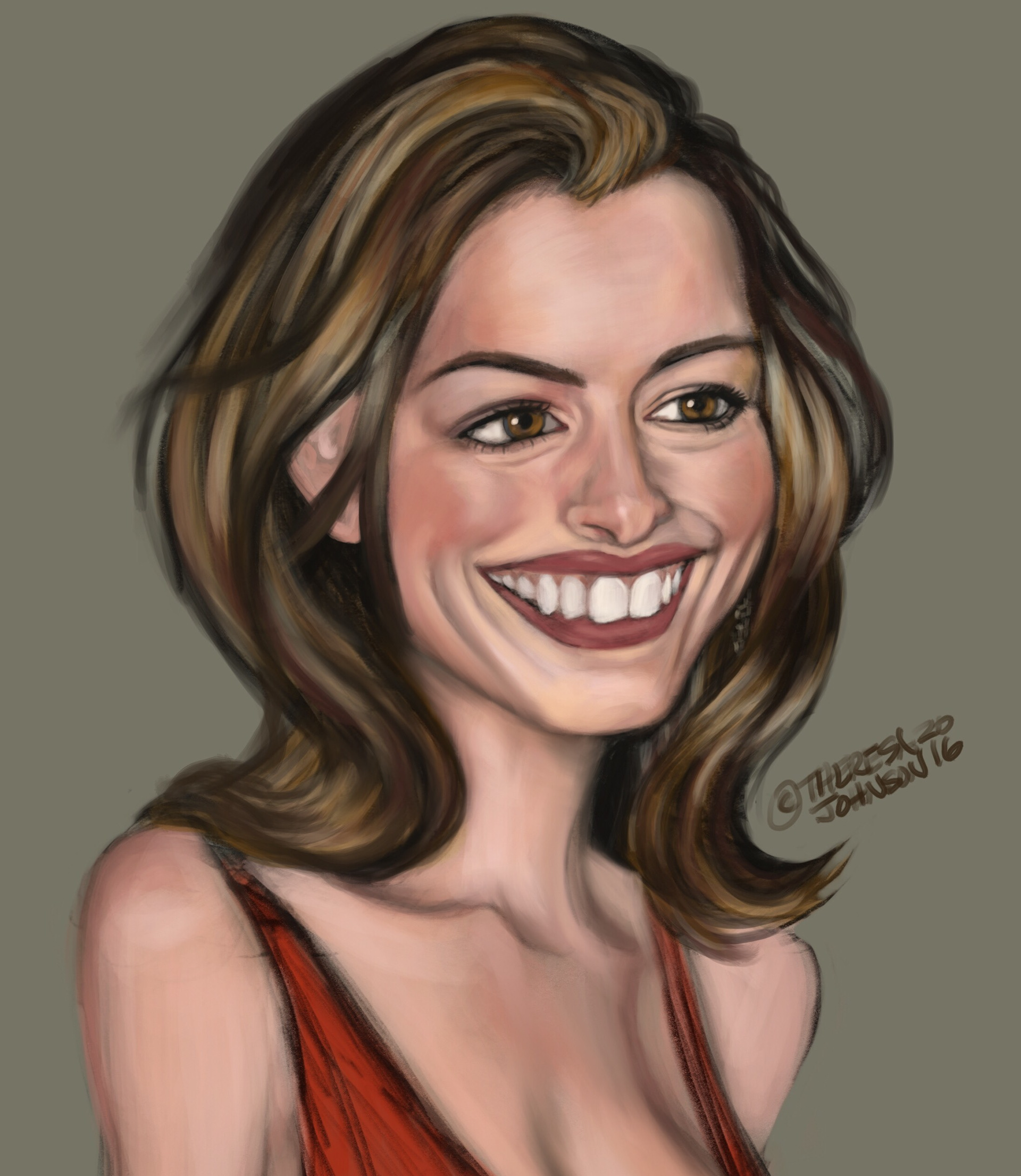 Caricature of Anne Hathaway