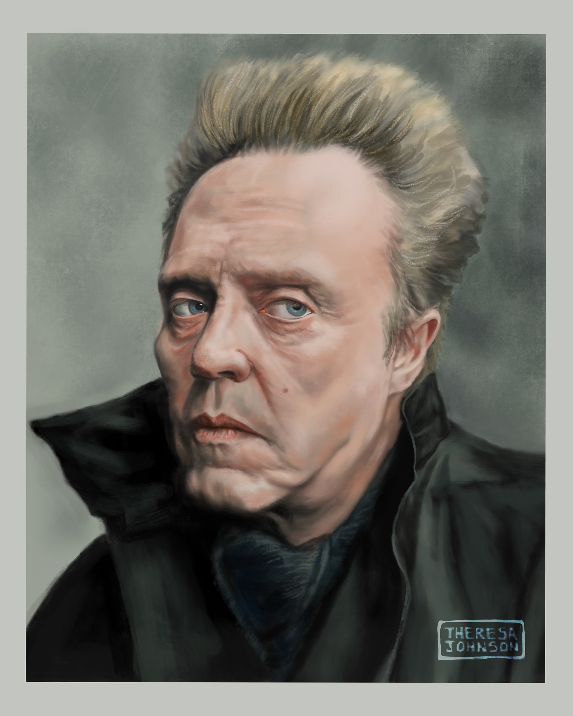 Caricature portrait of Christopher Walken