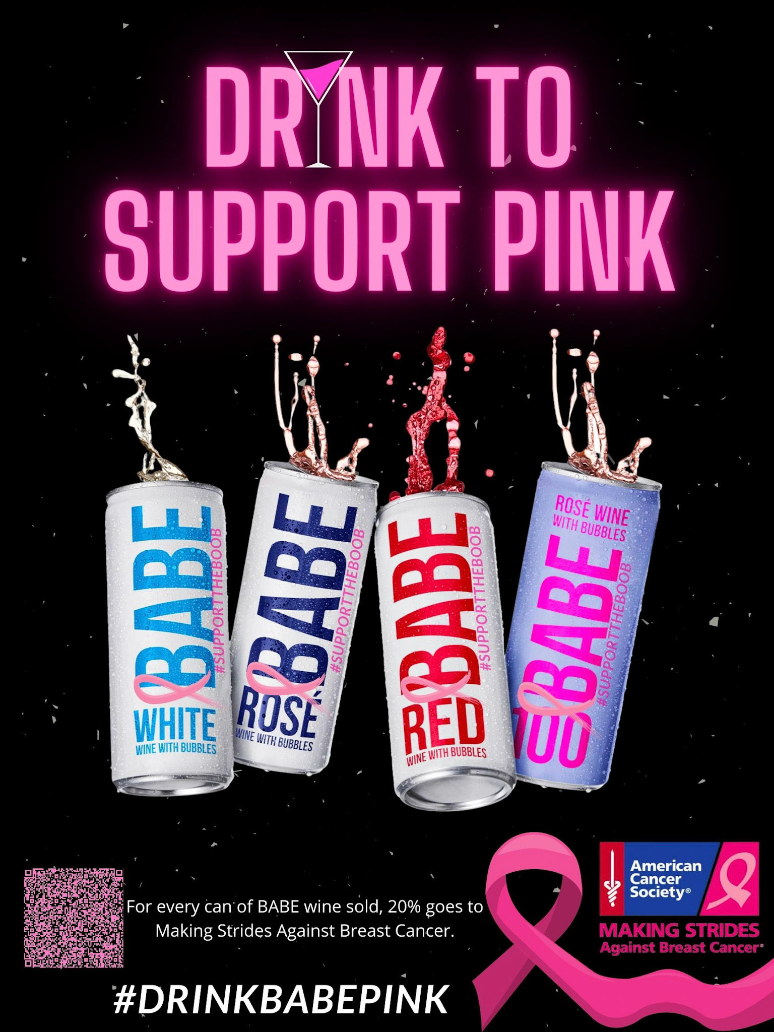 Pink and White Simple Breast Cancer Fundraising Poster - 1