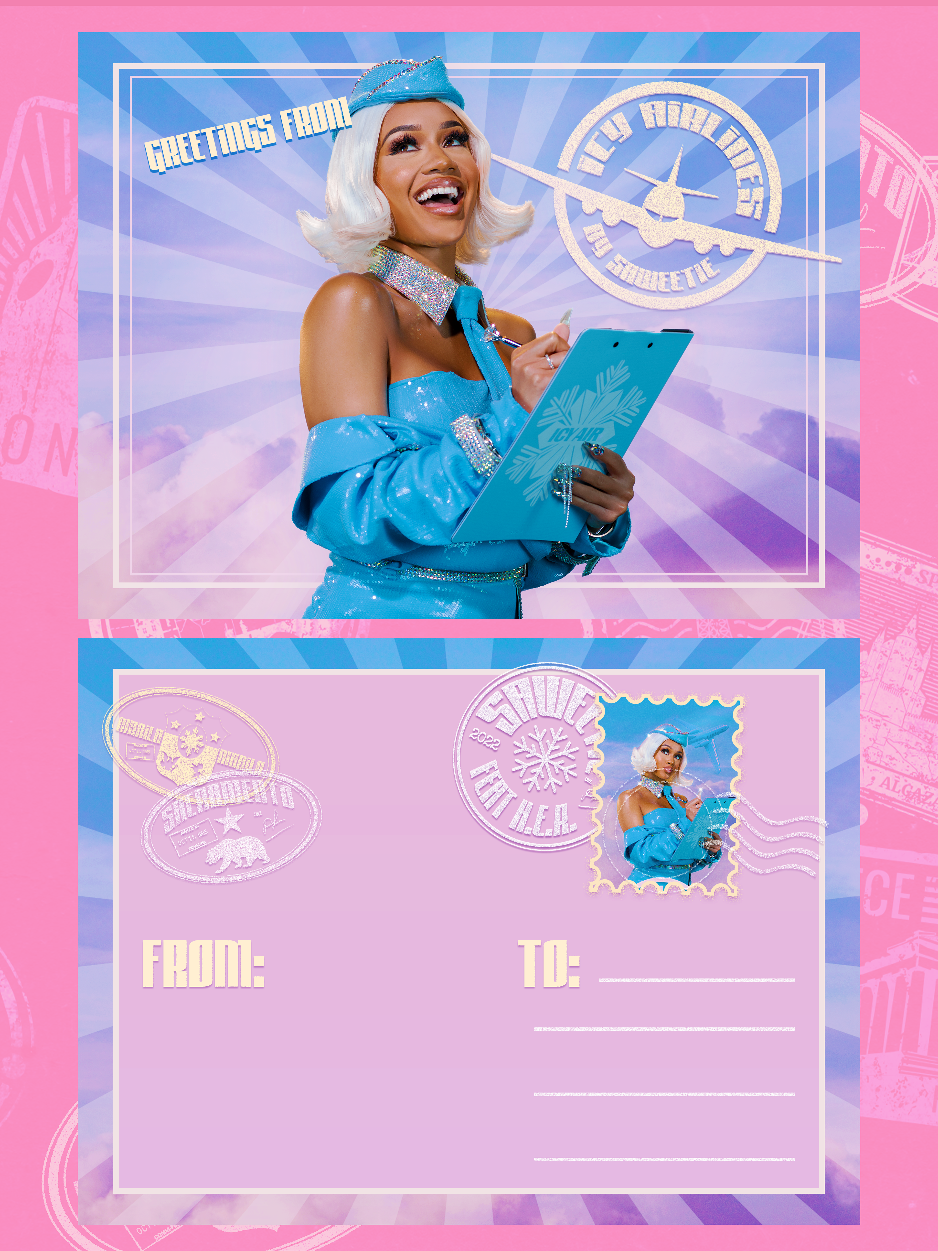 ICY AIRLINES POSTCARD DESIGN