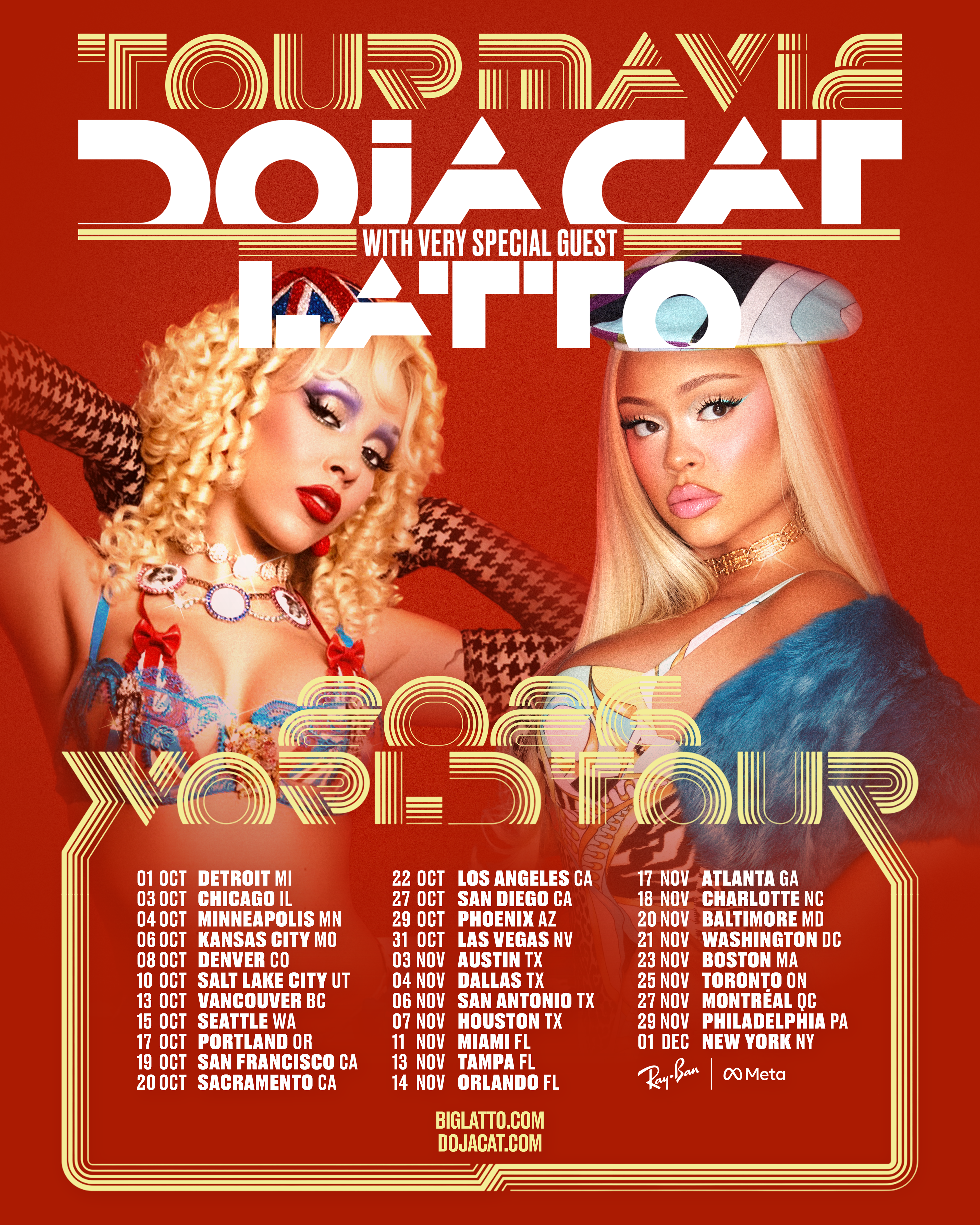 ORIGINAL 80s typeface, Image of Latto shot by Jacob Webster; Image of Doja Cat captured by Greg Noire
