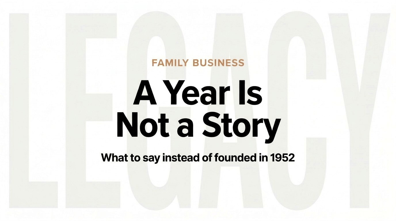 Graphic reading A year is not a story, on how to tell a family business story