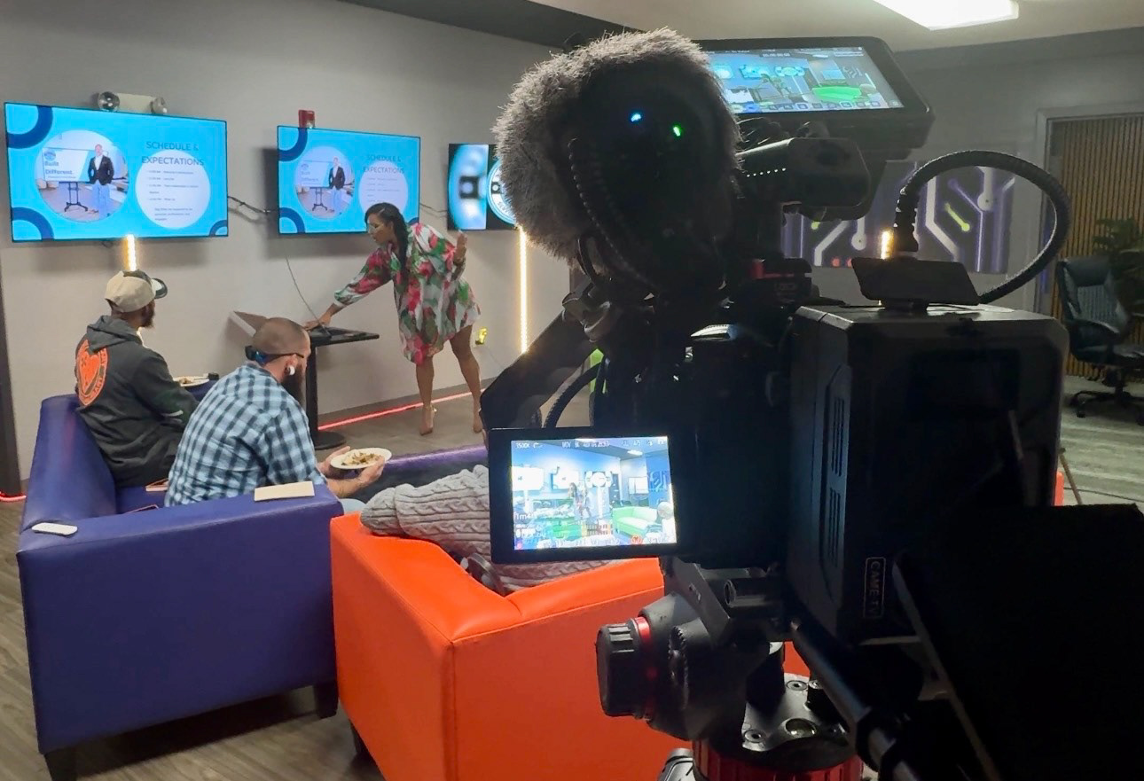 Filming at Ethos Digital Lounge in downtown Greensboro North Carolina