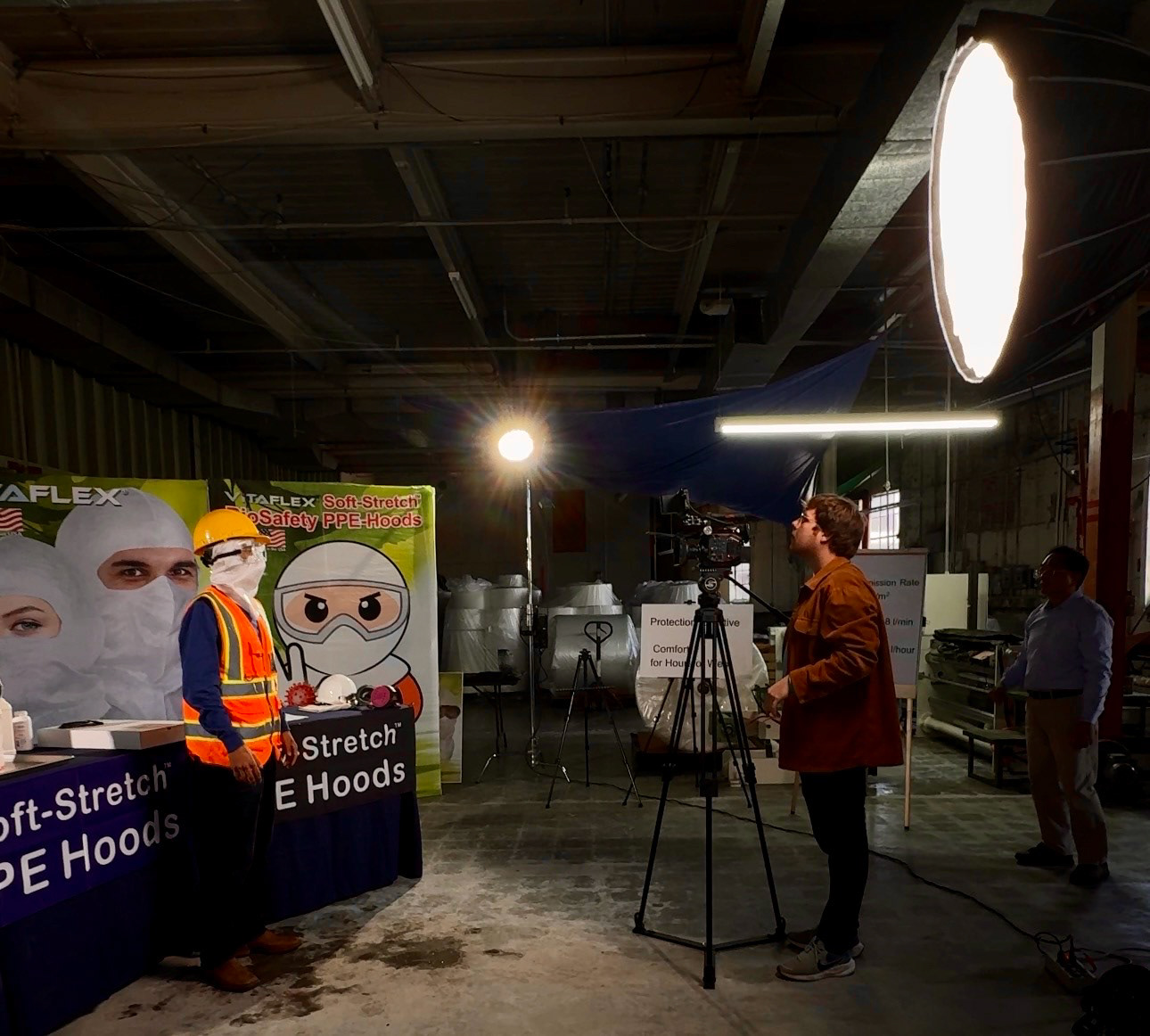 Trade show style display setup filmed for a manufacturer in North Carolina