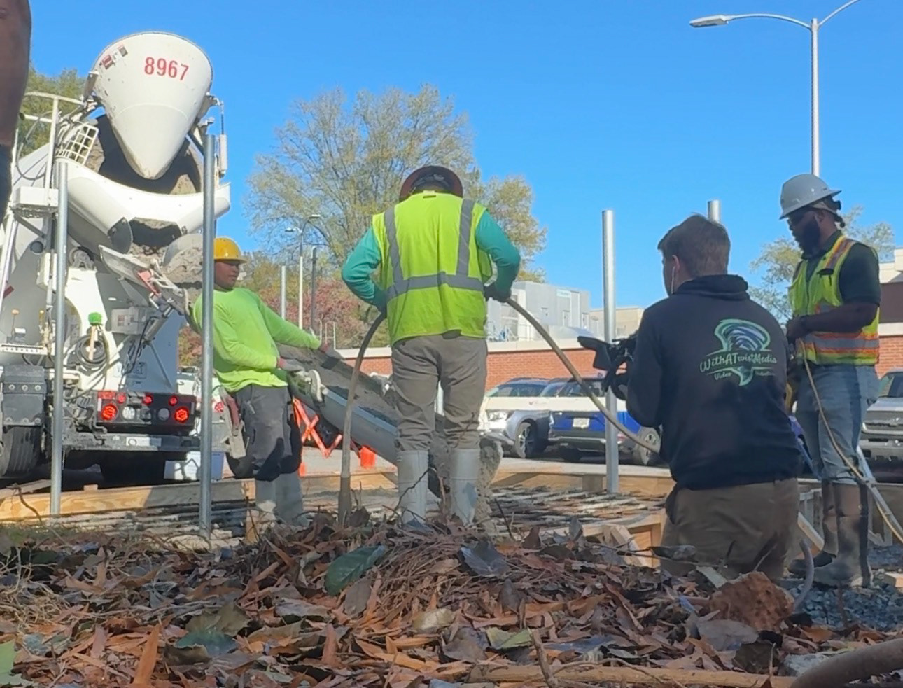 Filming a concrete pour on an active construction site in the North Carolina Triad