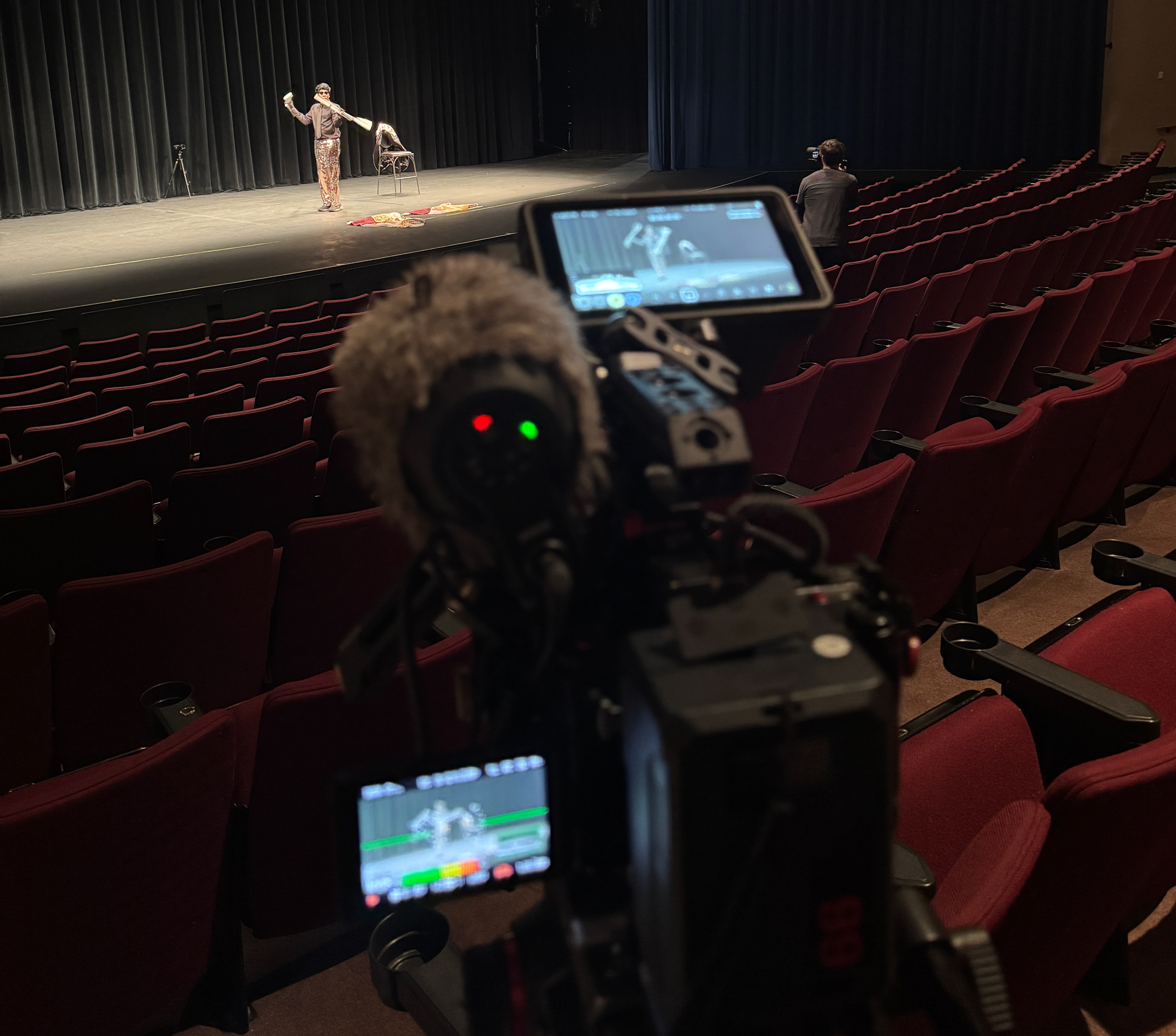 Behind the scenes of a video shoot at High Point Theatre in downtown High Point North Carolina