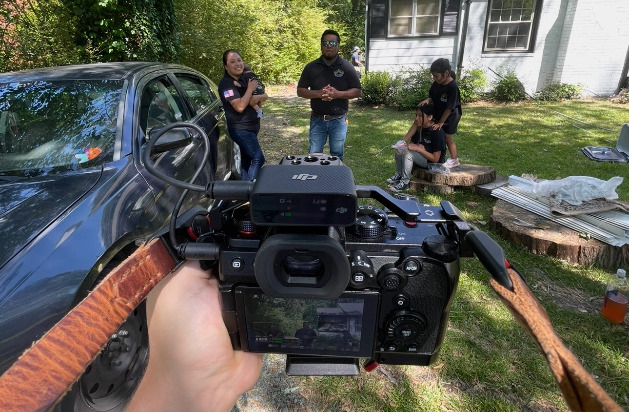 Filming an interview for Quality Workx at a home renovation in Alamance County North Carolina