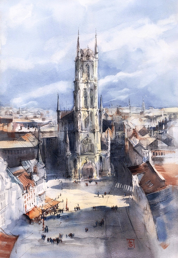 Gent, St.Bravo Cathedral, 38x56 cm, available
