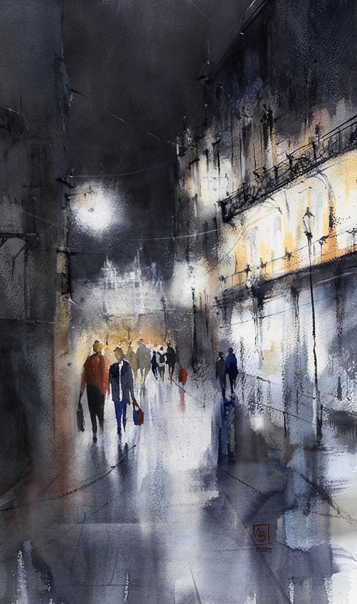 The Night and The City, 38x56 cm, available