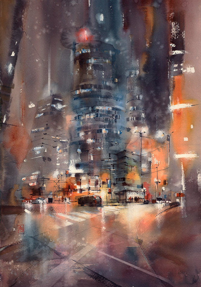 Night rendezvous, 38x56 cm, available