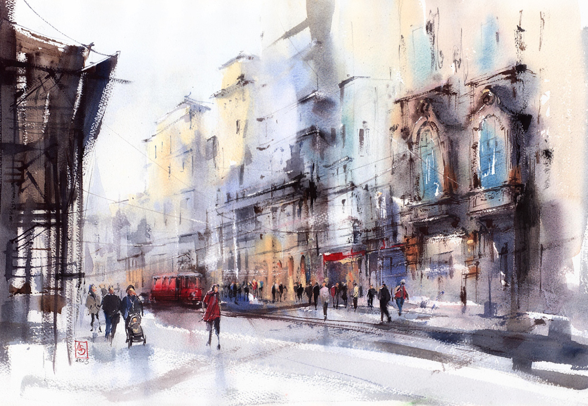 Wintage Tram, 56x38 cm, available