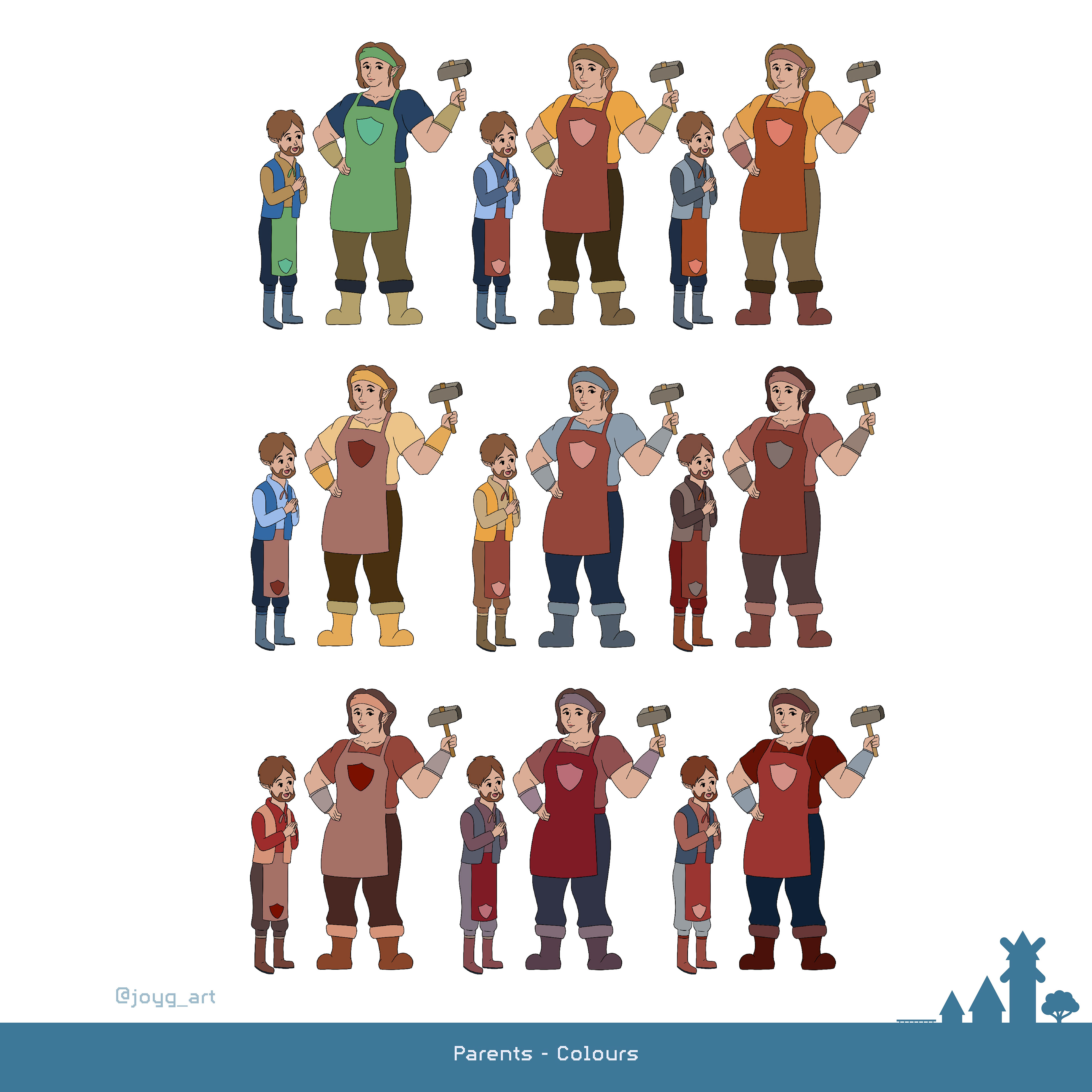 The parents should have similiar colours as the NPC. However, with the Red they would have a colour of their own which makes them even special.