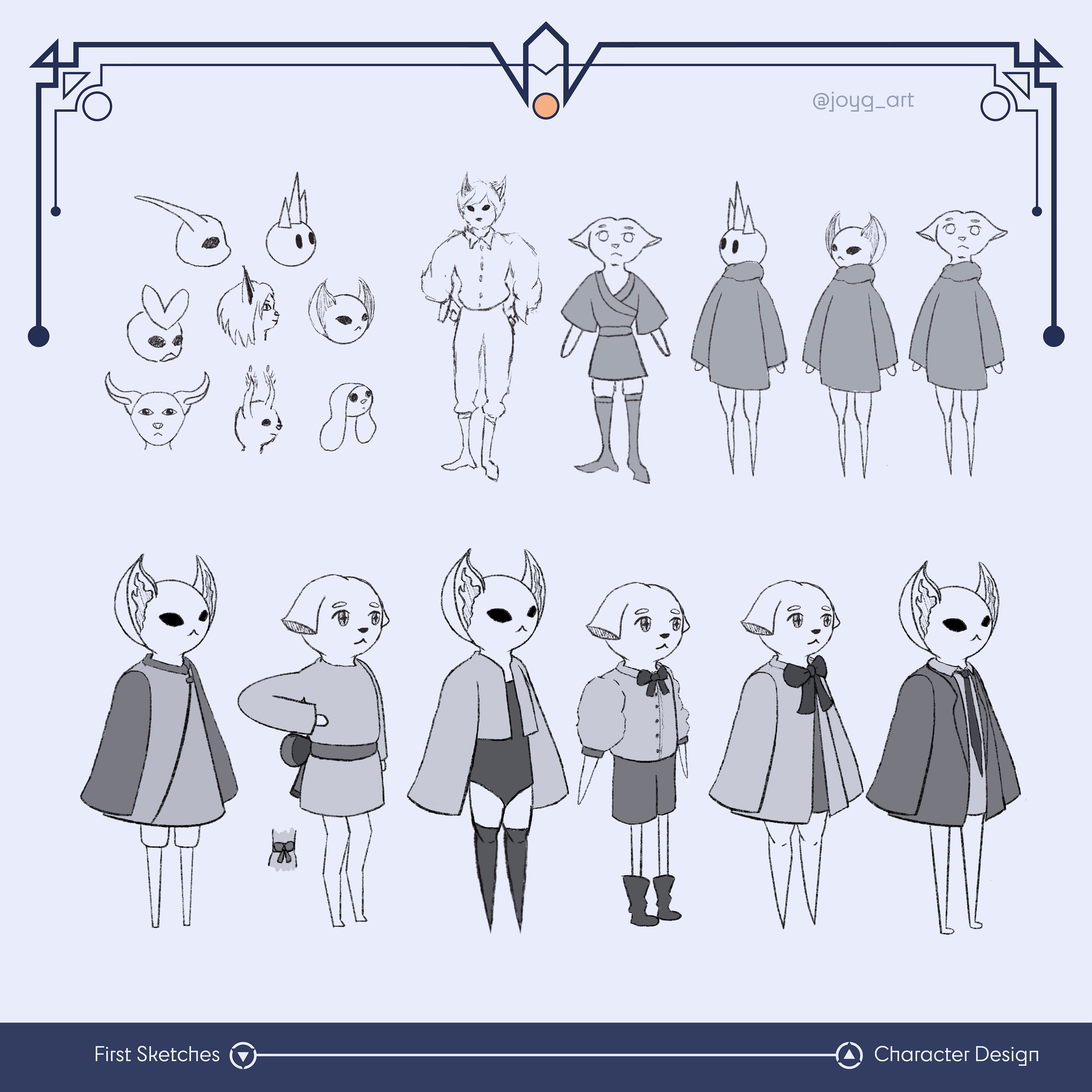 First sketches for the body and clothing