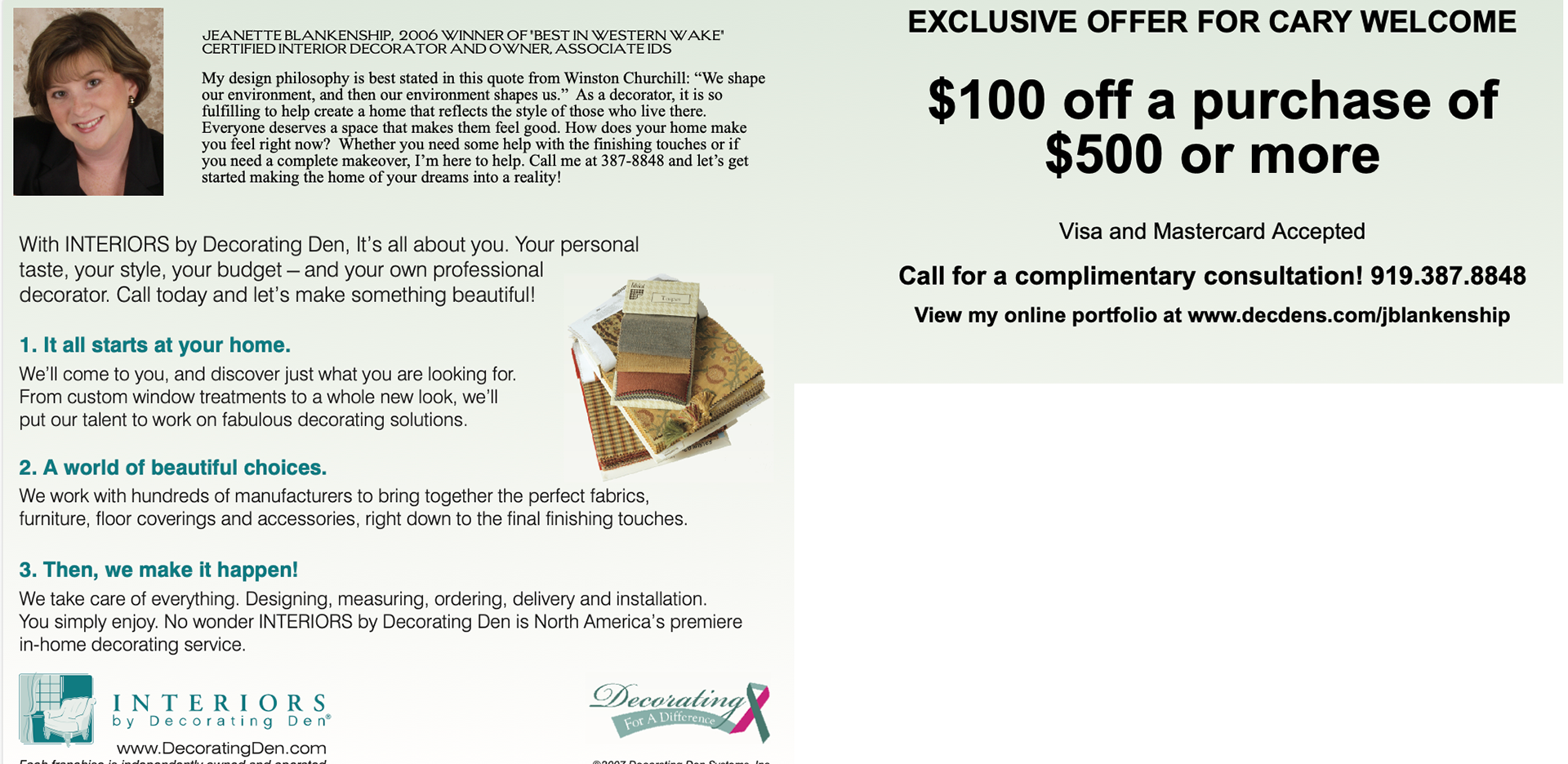 Direct mail postcard