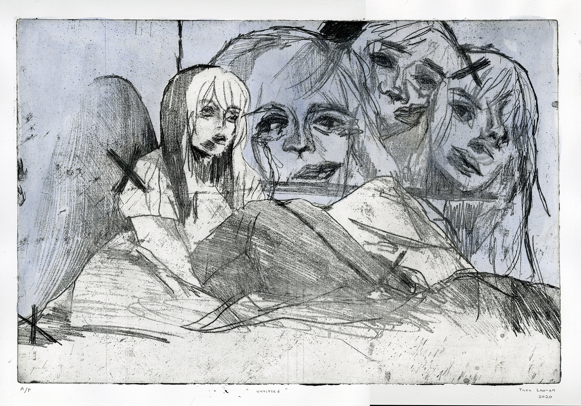 "untitled", softground/etching and watercolour, 2020