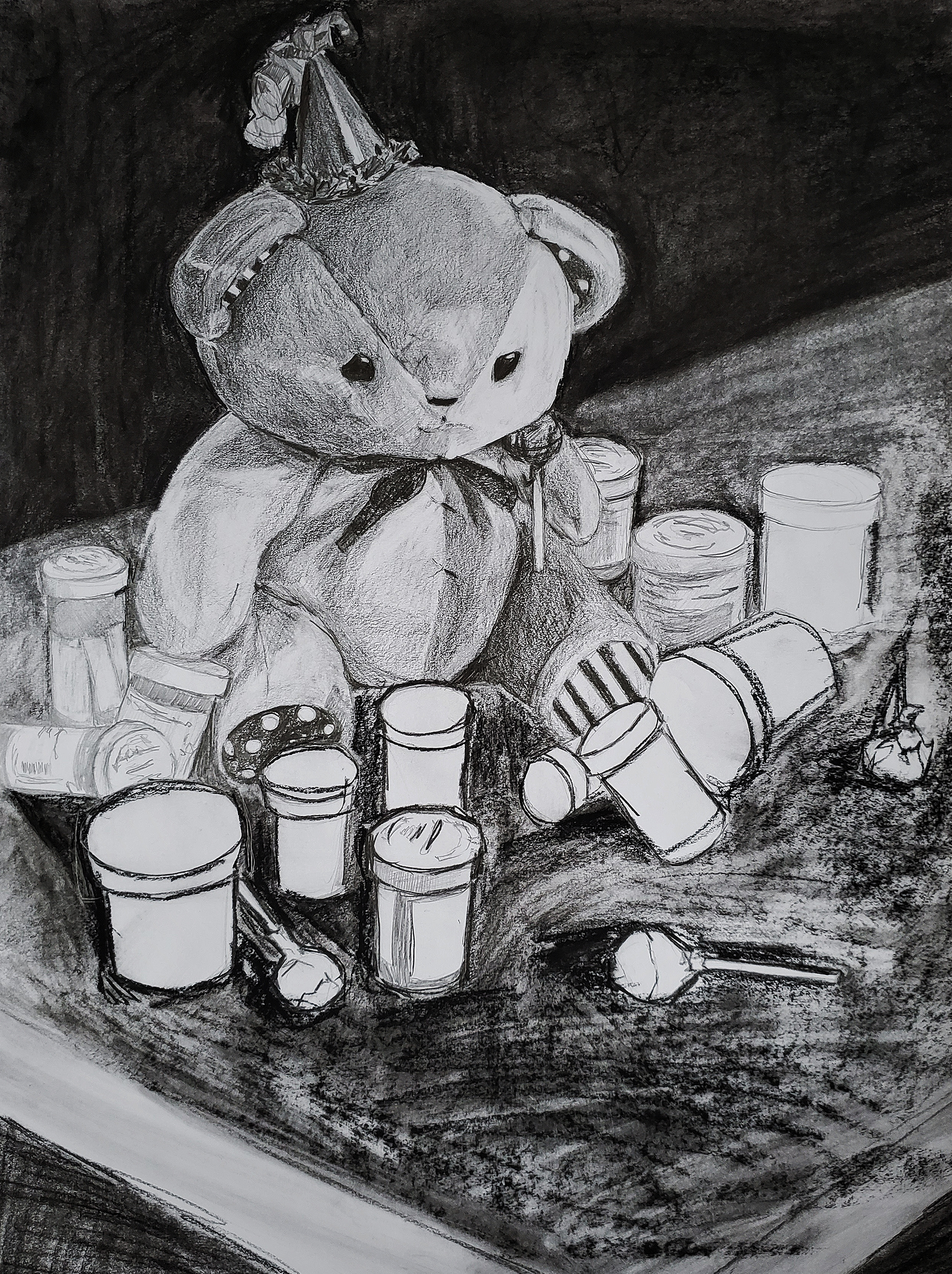 "self portrait", graphite and charcoal, 2020